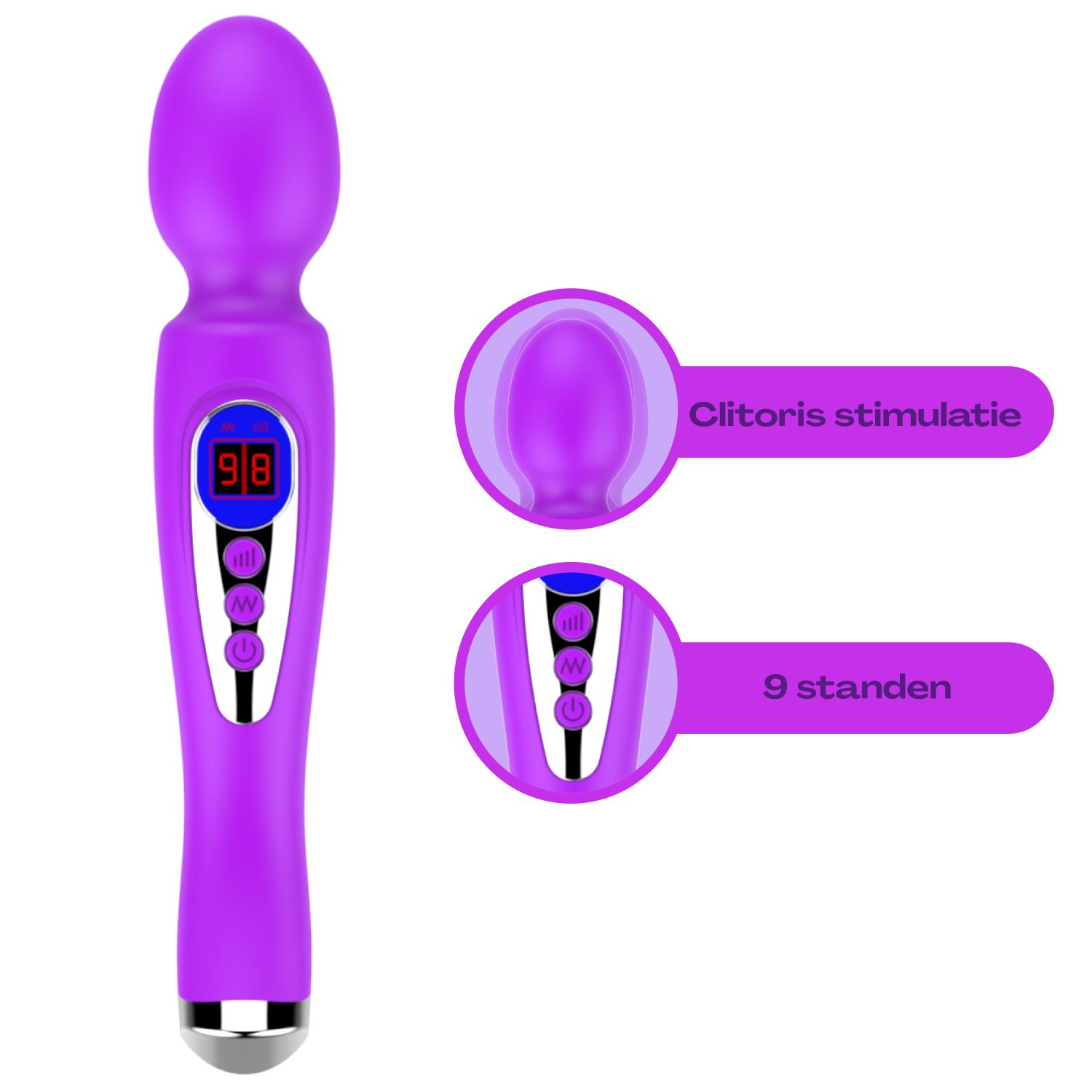 Goedkope Wand vibrator met ei 22,8cm paars