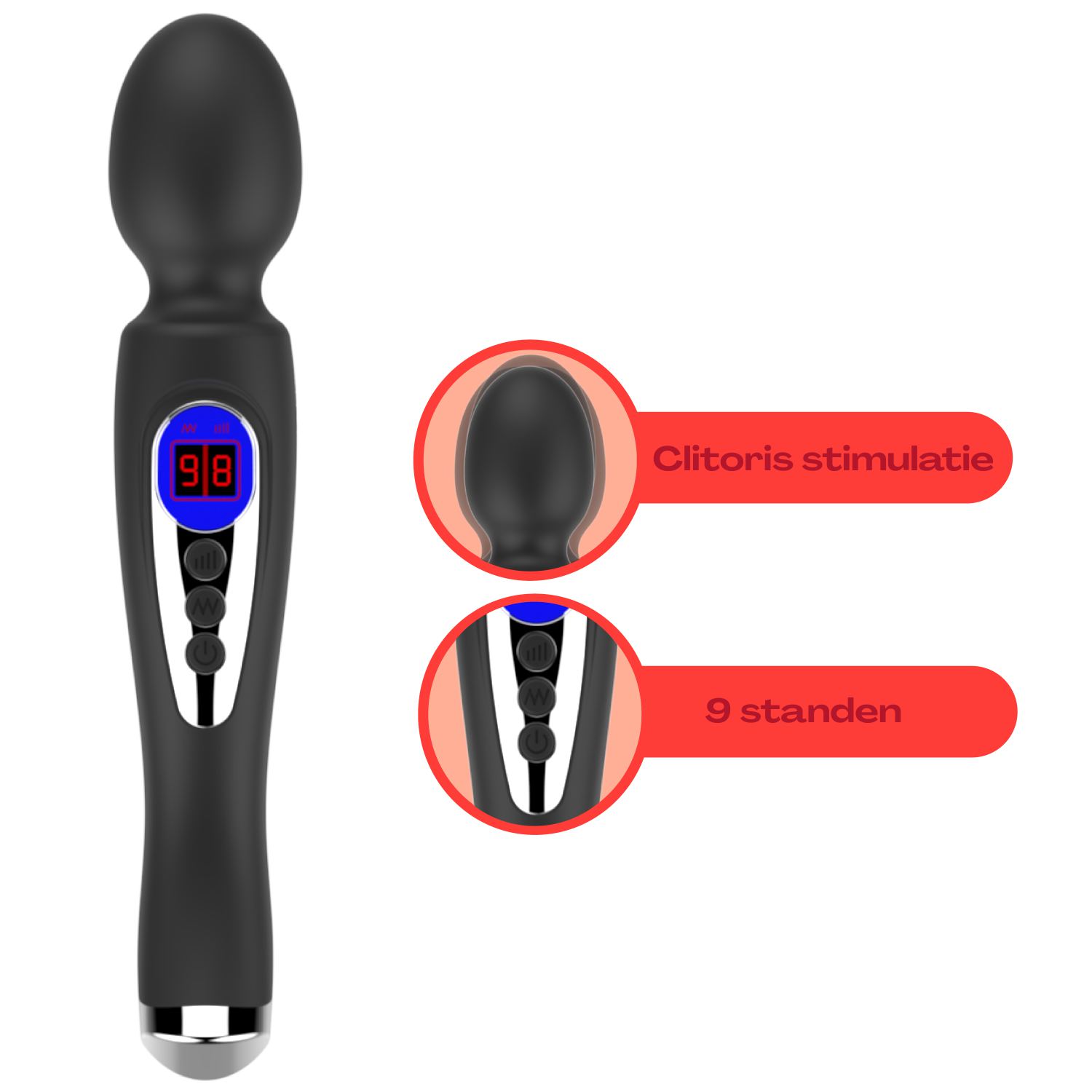 goedkope wand vibrator met ei 22,8cm zwart