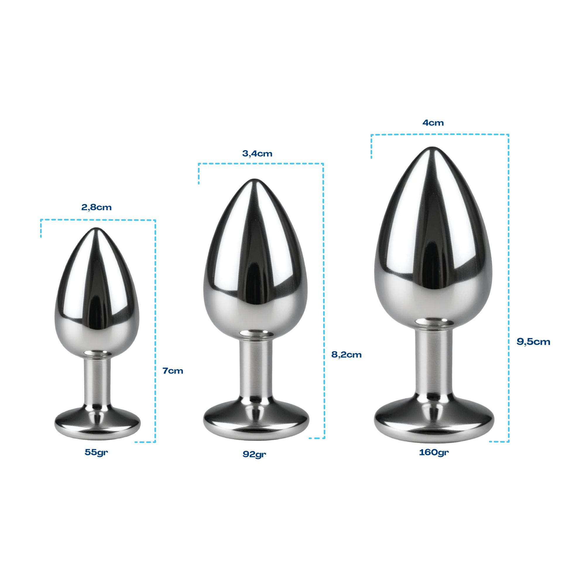 Metalen butt plug Zilver Diamant wit kopen