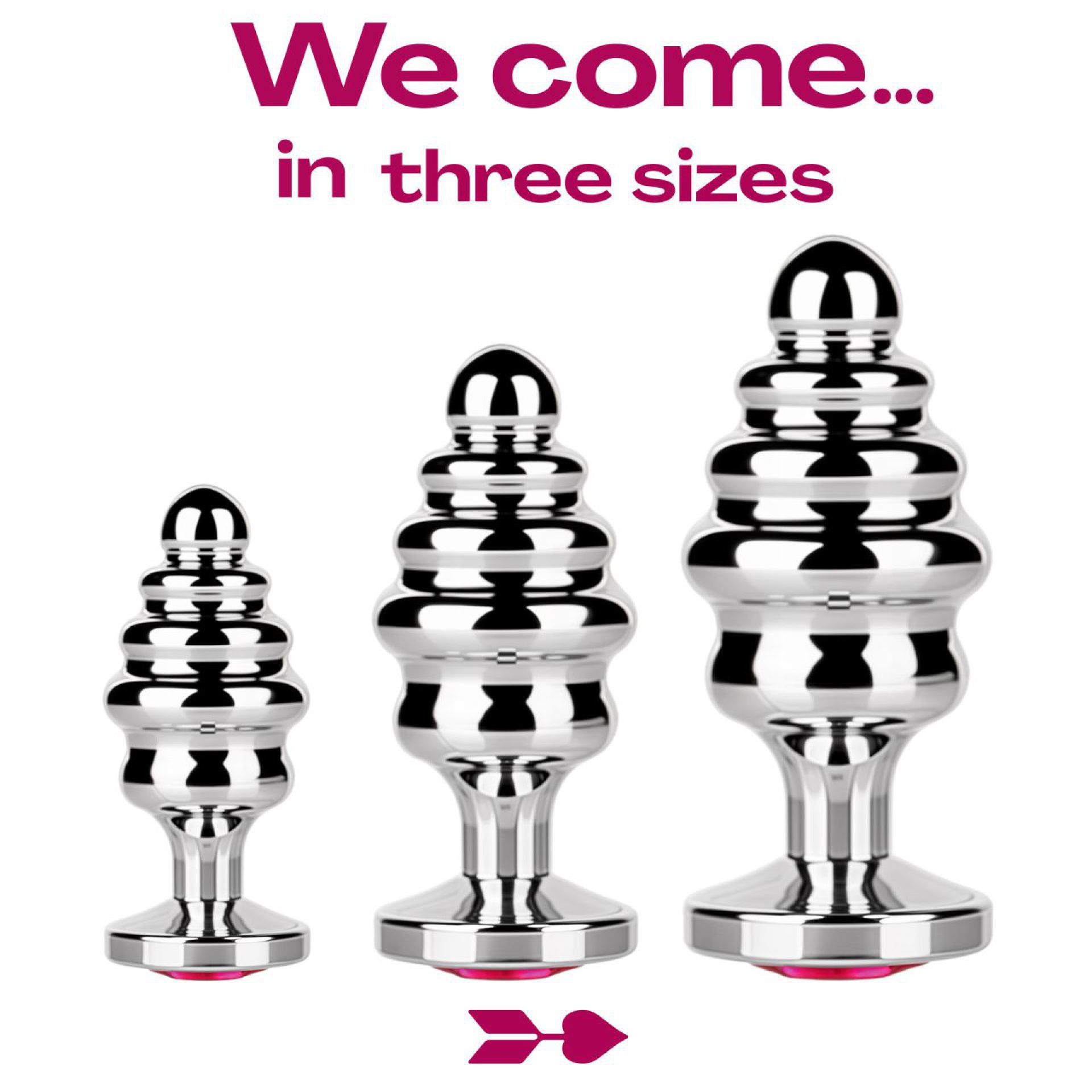 zilvere Buttplug metaal ribbel lichtroze