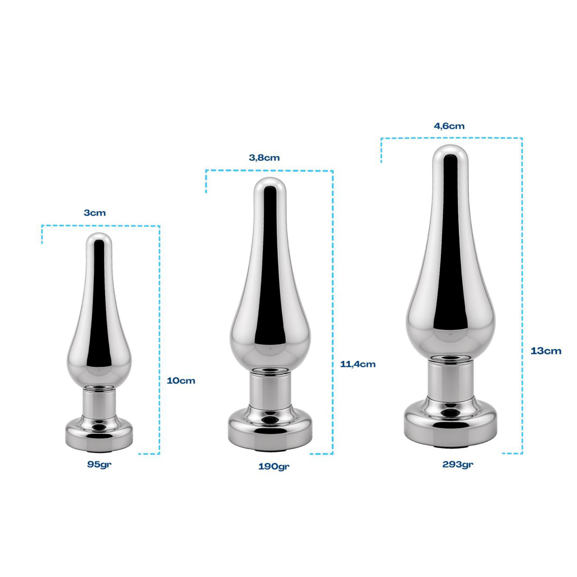 Metalen butt plug Zilver blauw Taps kopen