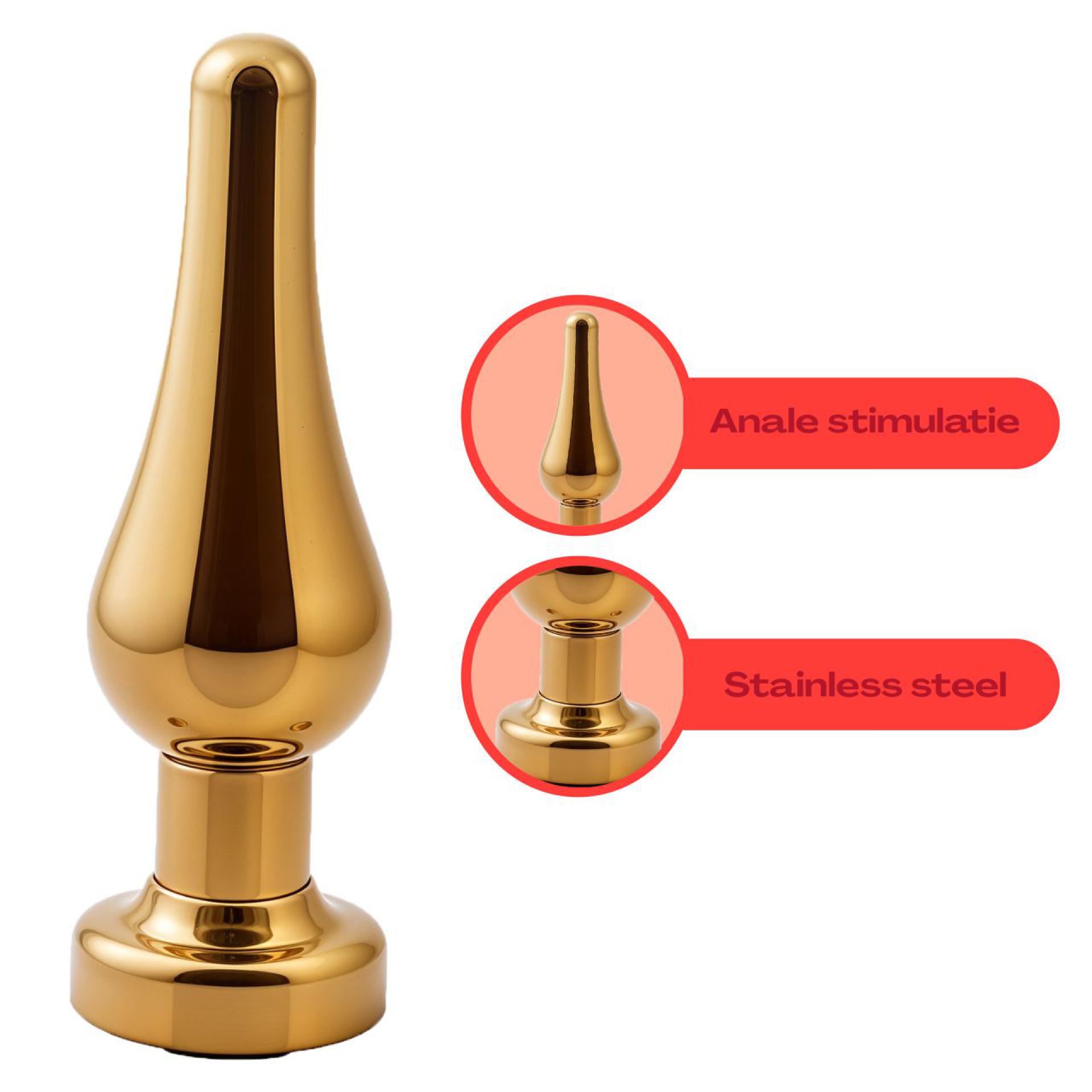Metalen butt plug Diamant Taps Goud