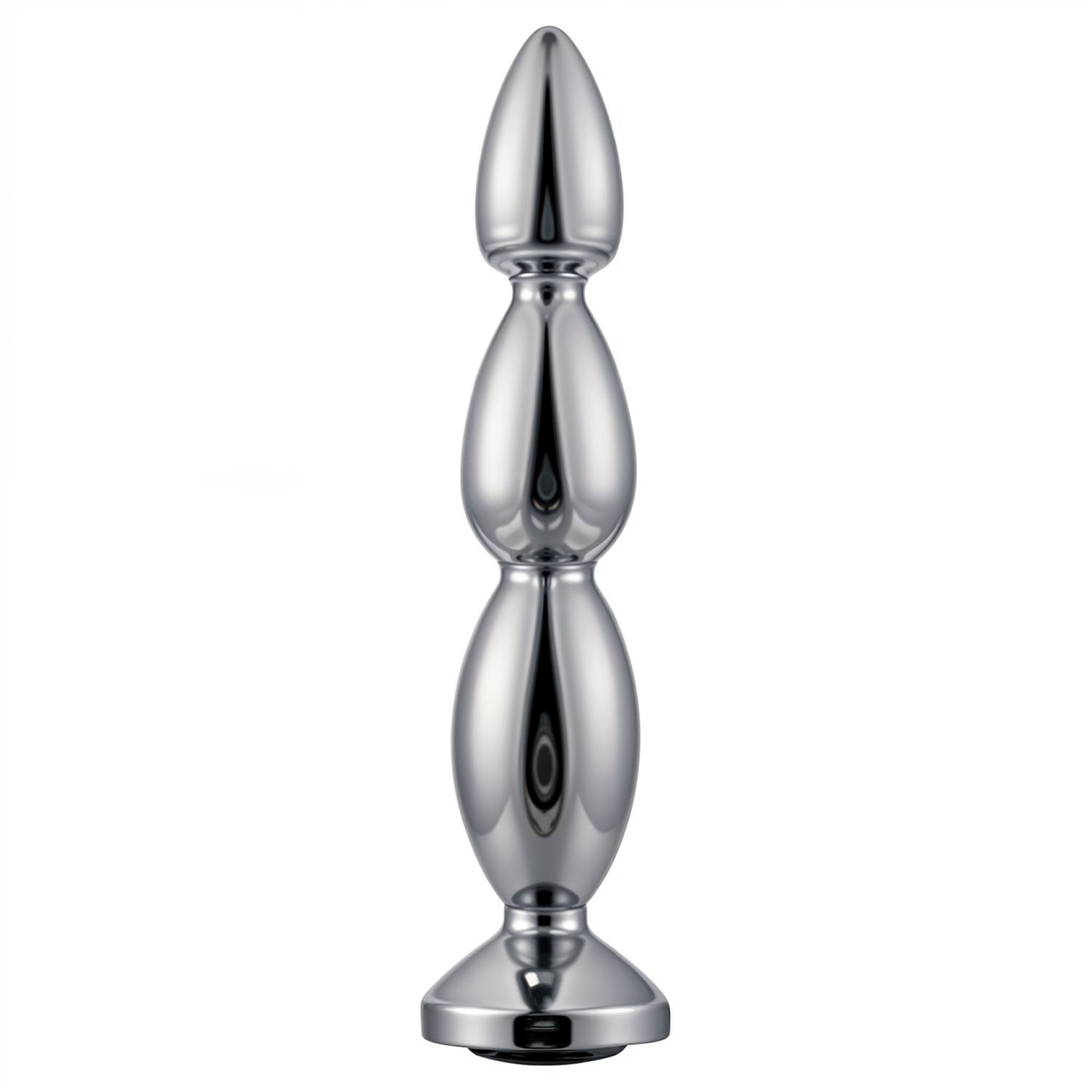 Metalen butt plug Zilver zwart Ovale ballen