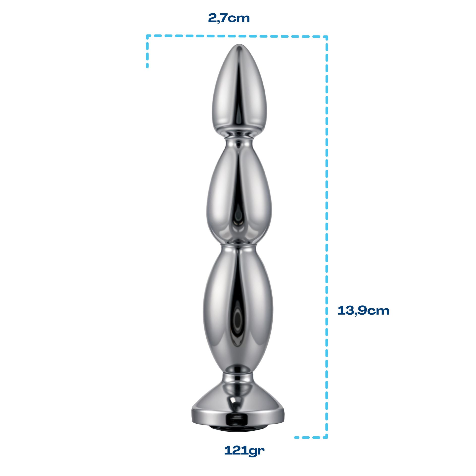 Ovale ballen Metalen butt plug Zilver zwart