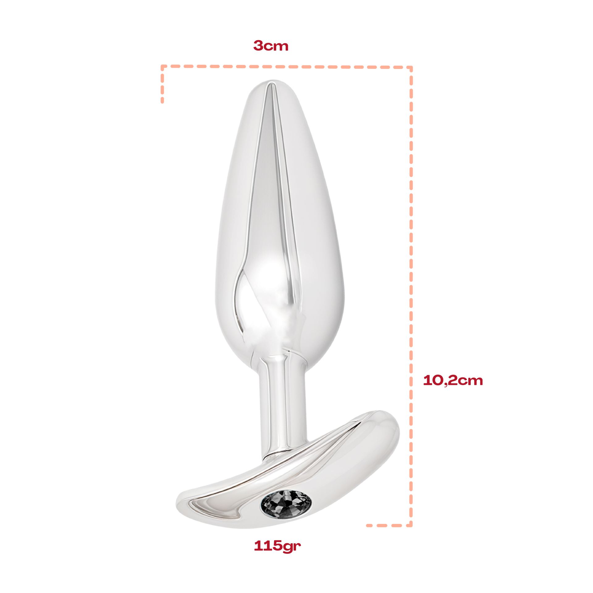 Metalen butt plug zwart puntig anker