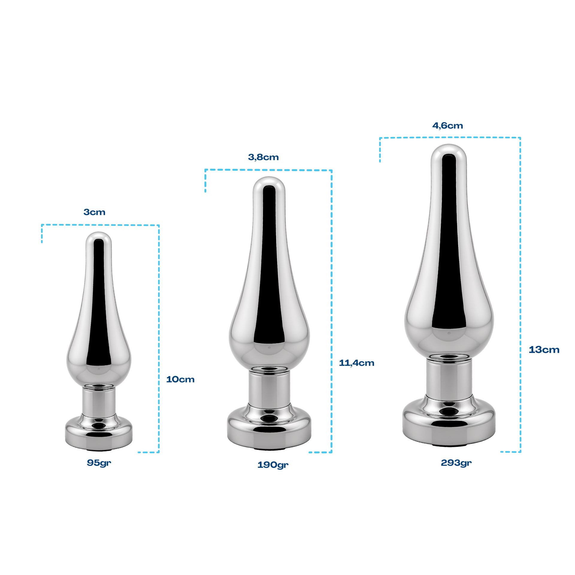 Metalen butt plug zilver blauw taps kopen