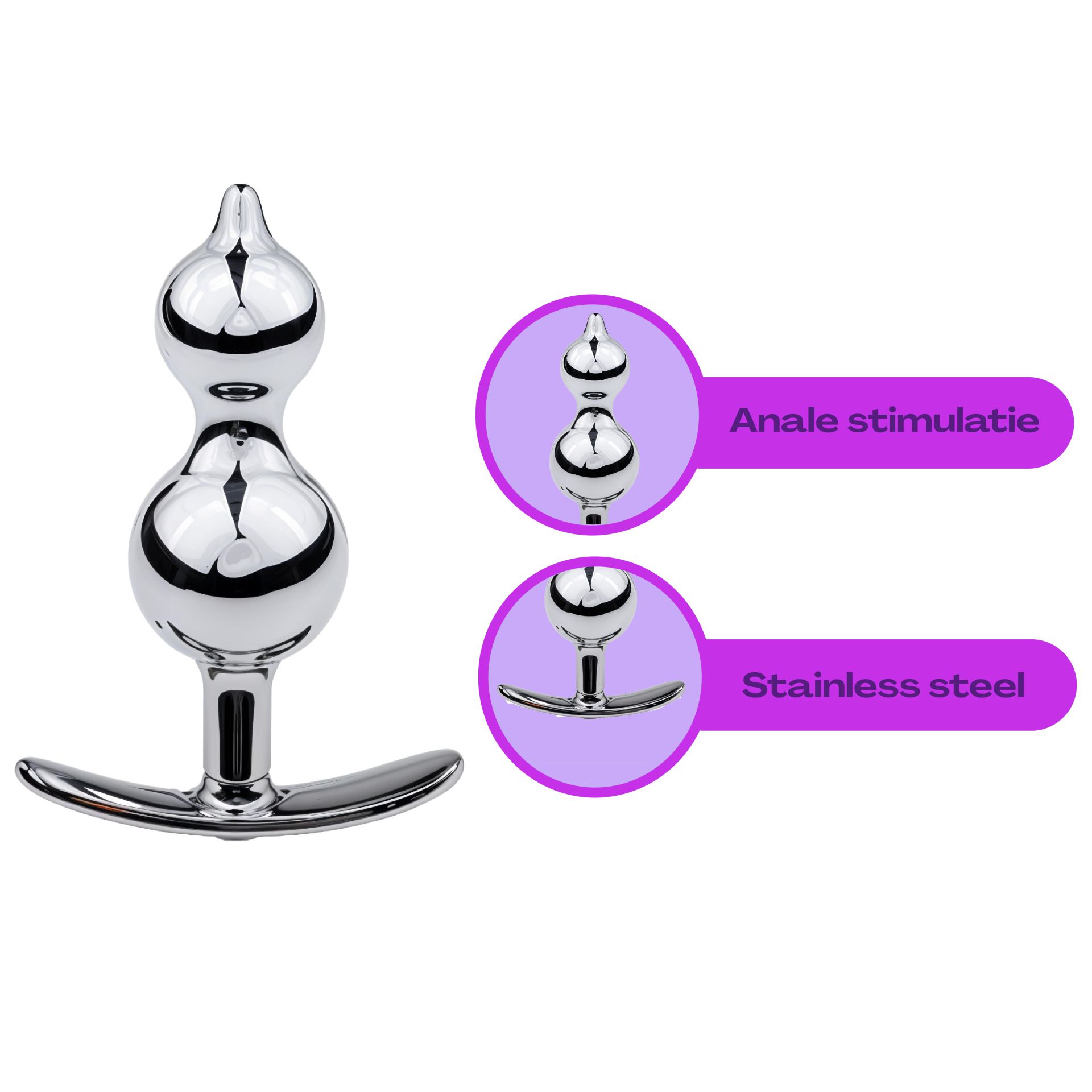 metalen butt plug paars anker beads online
