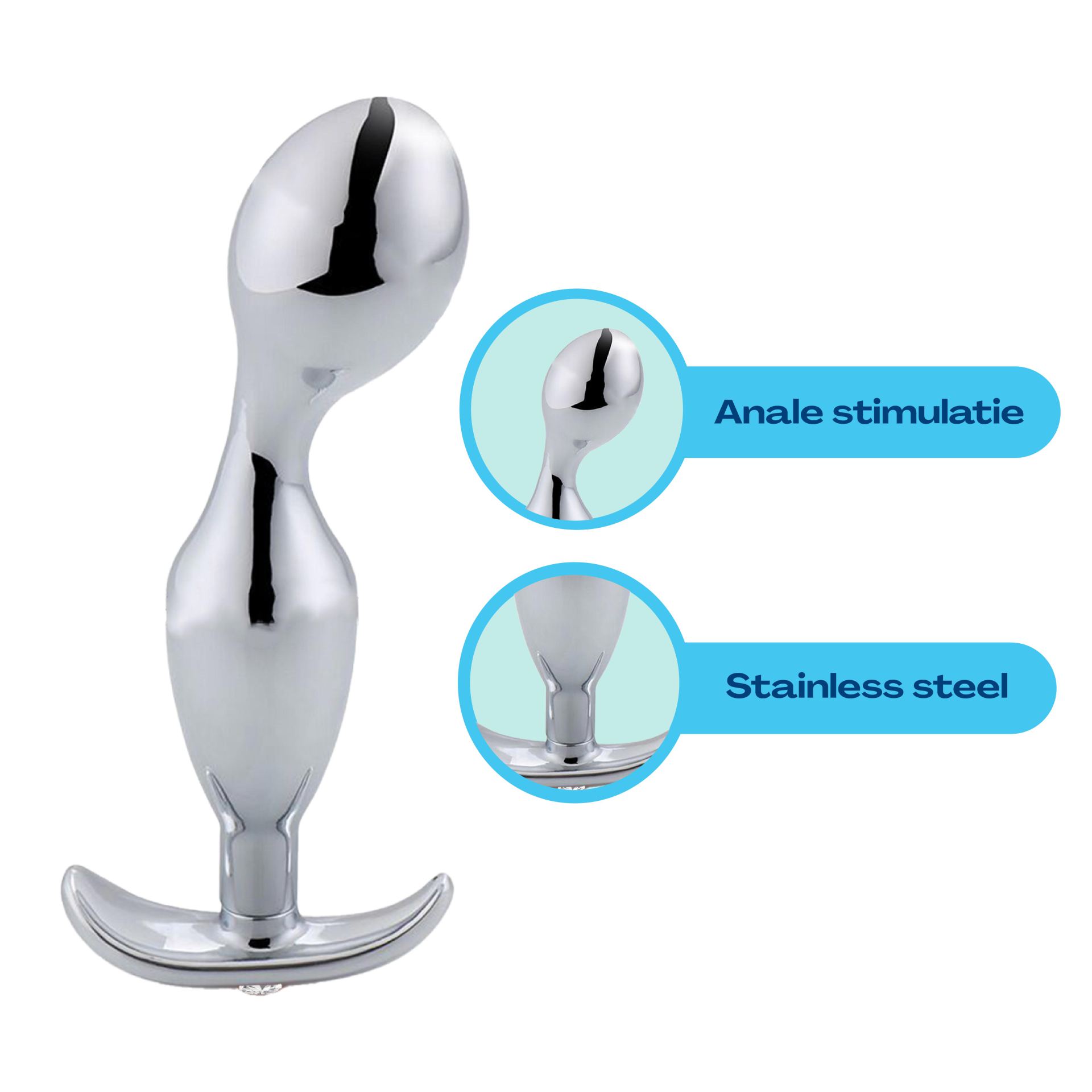 metalen butt plug wit ergonomisch kopen