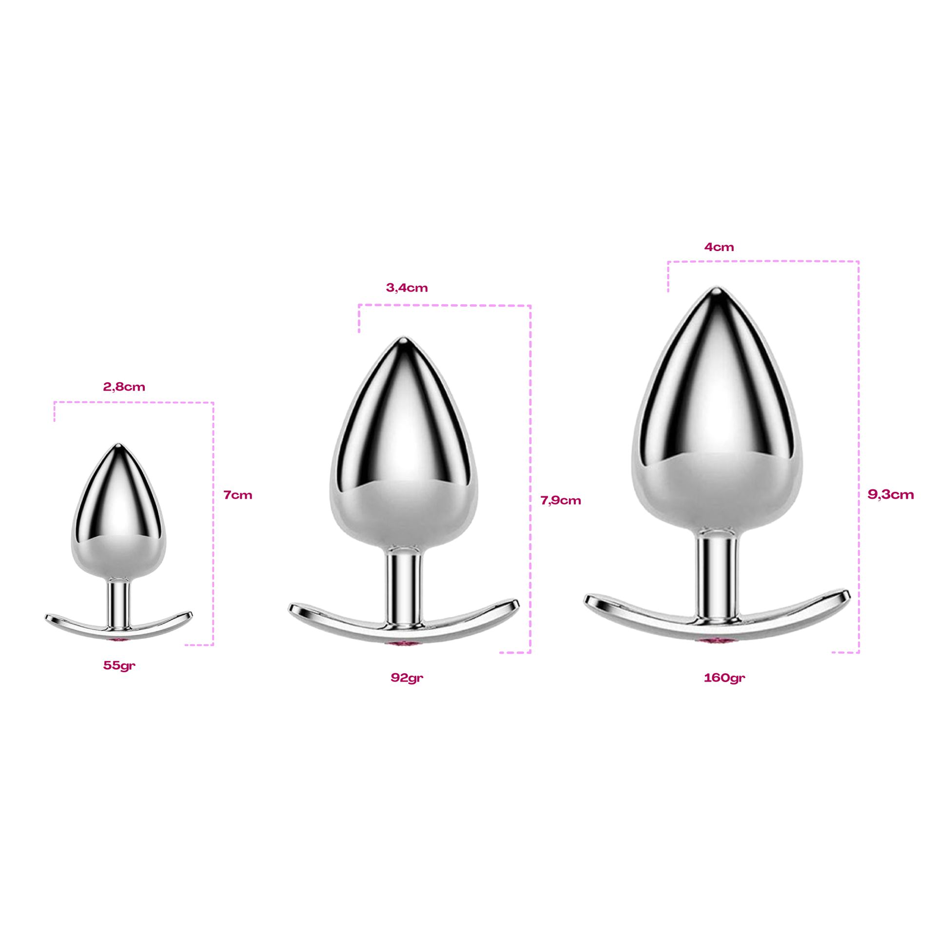 metalen butt plug zilver lichtroze anker kopen