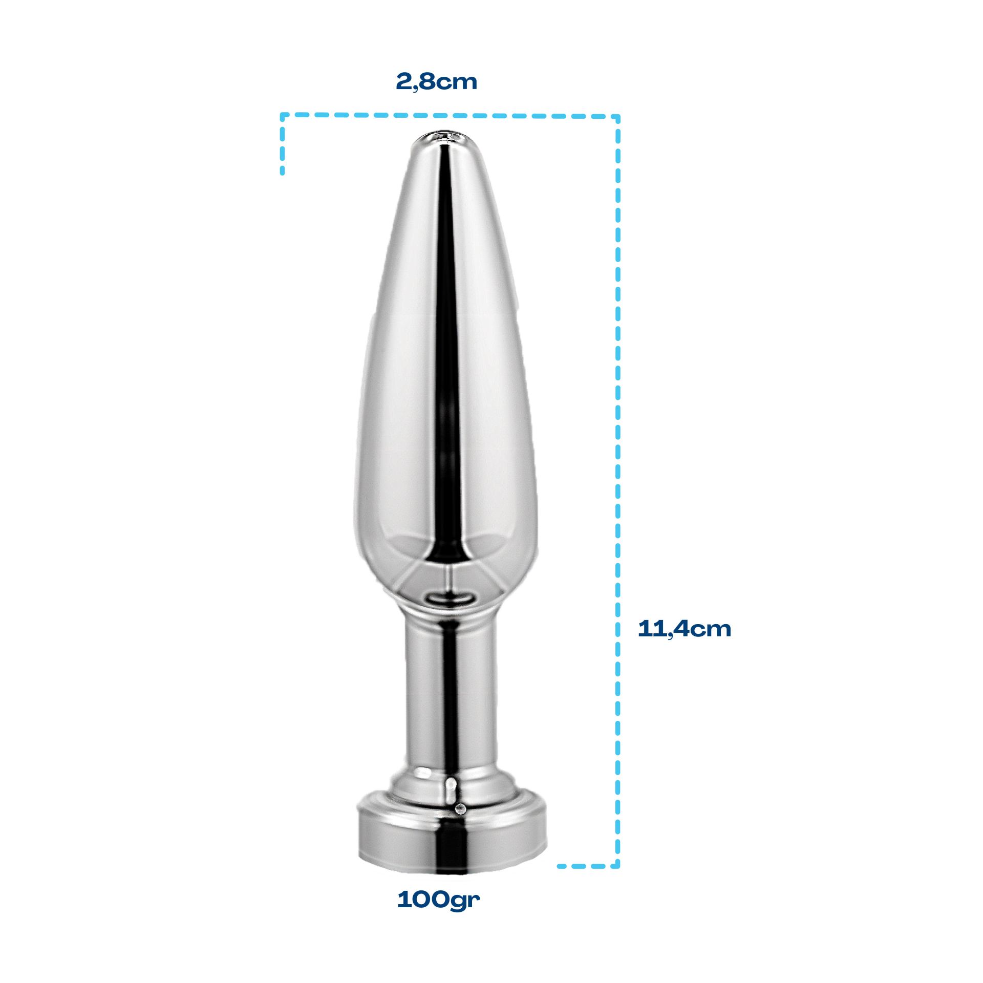 zilver metalen butt plug wit puntig dun