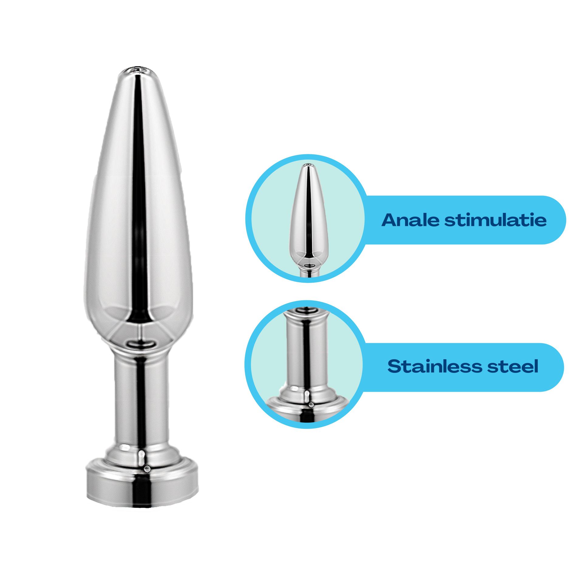 Metalen butt plug zilver wit puntig dun online