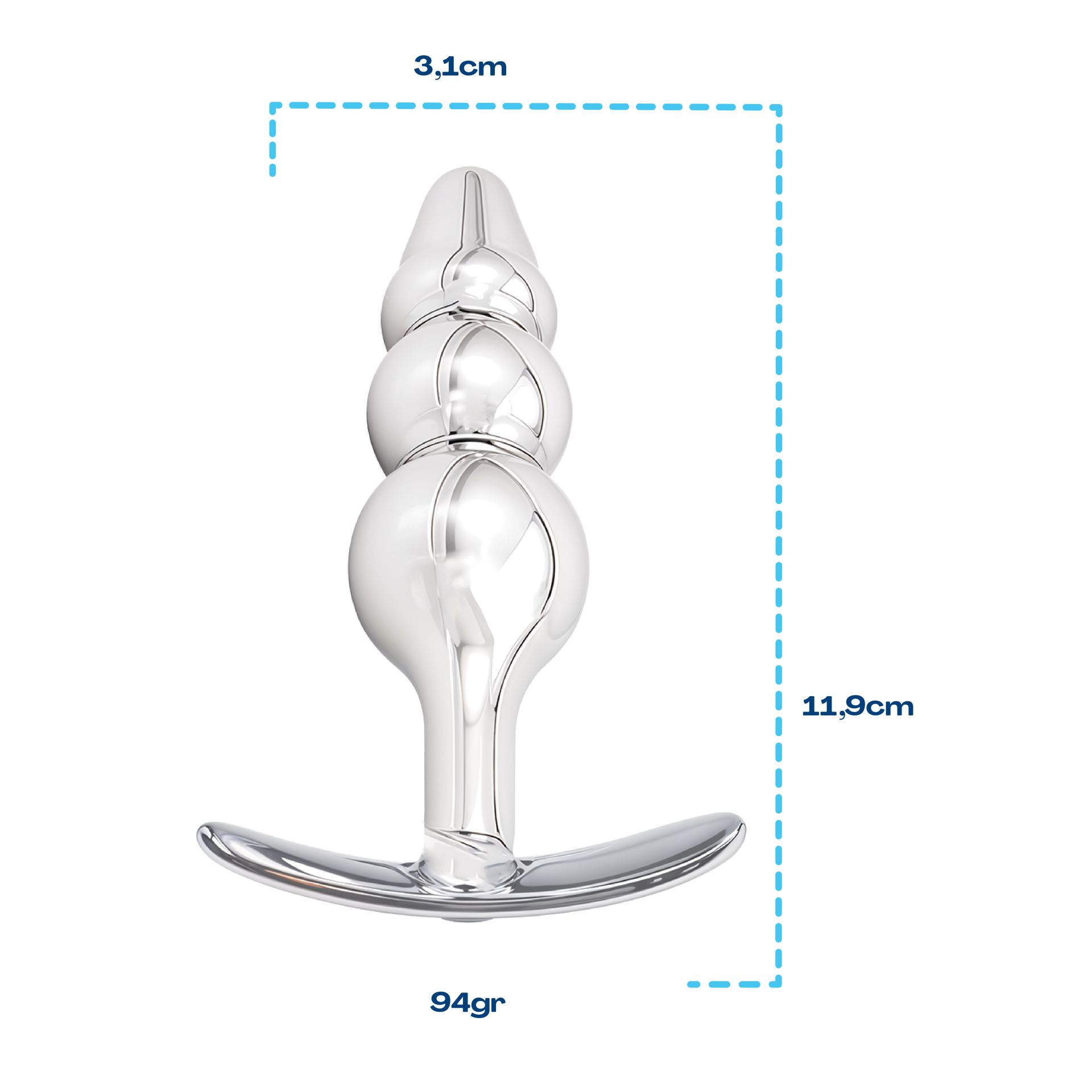 zilver metalen butt plug lichtblauw anker
