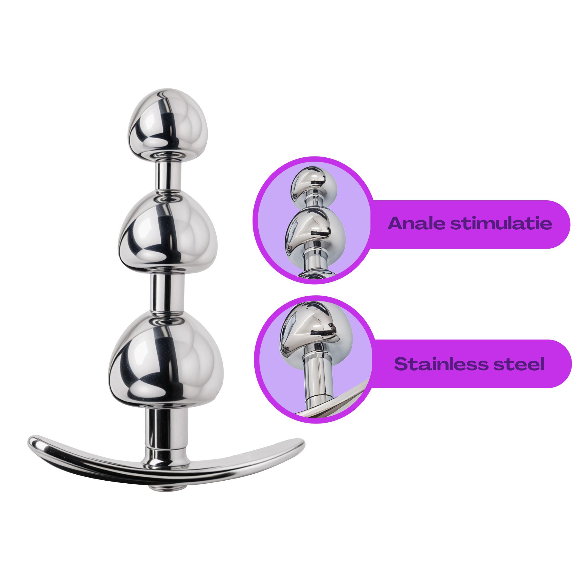butt plug zilver paars anker 3 beads bestellen