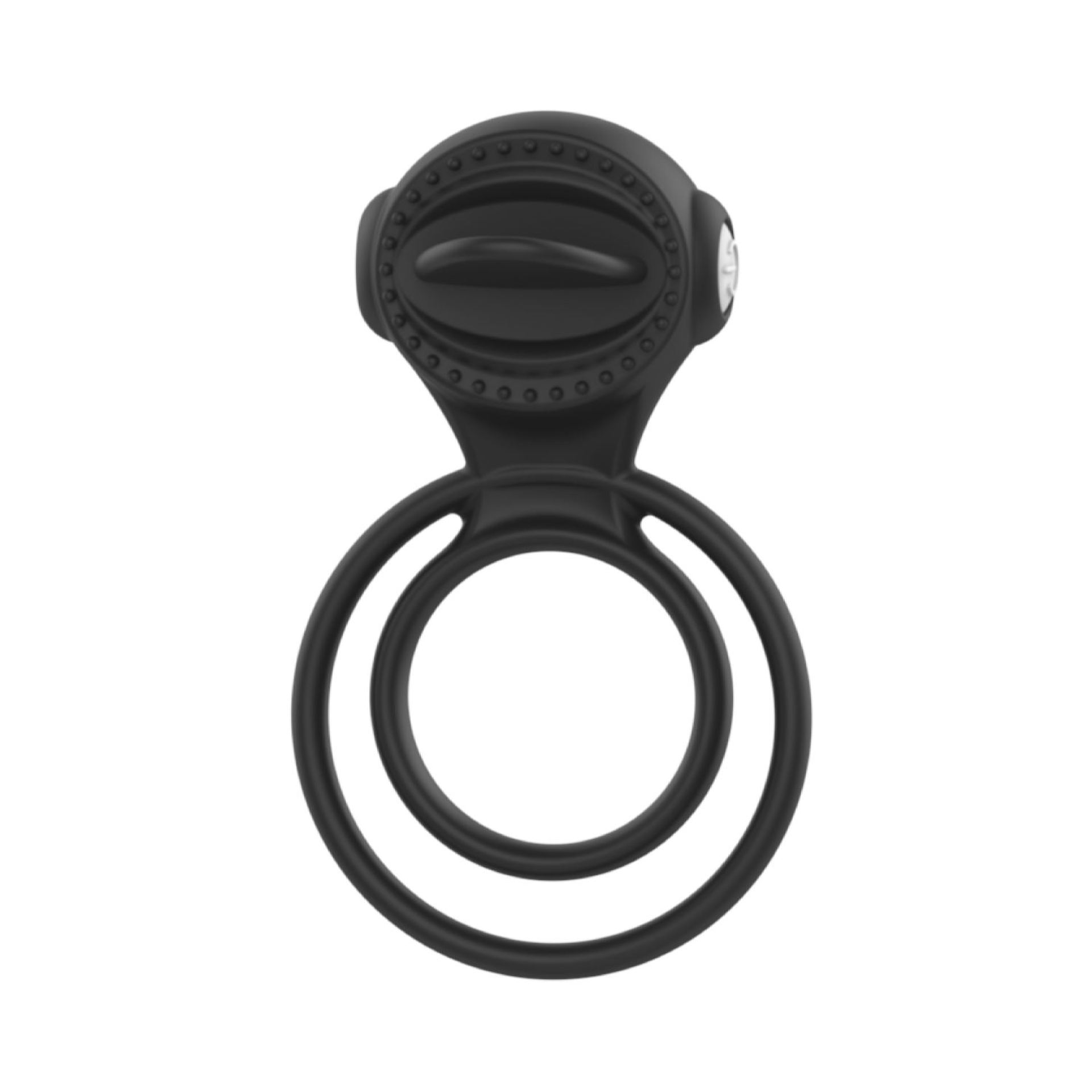 Vibrerende dubbele cockring tong zwart