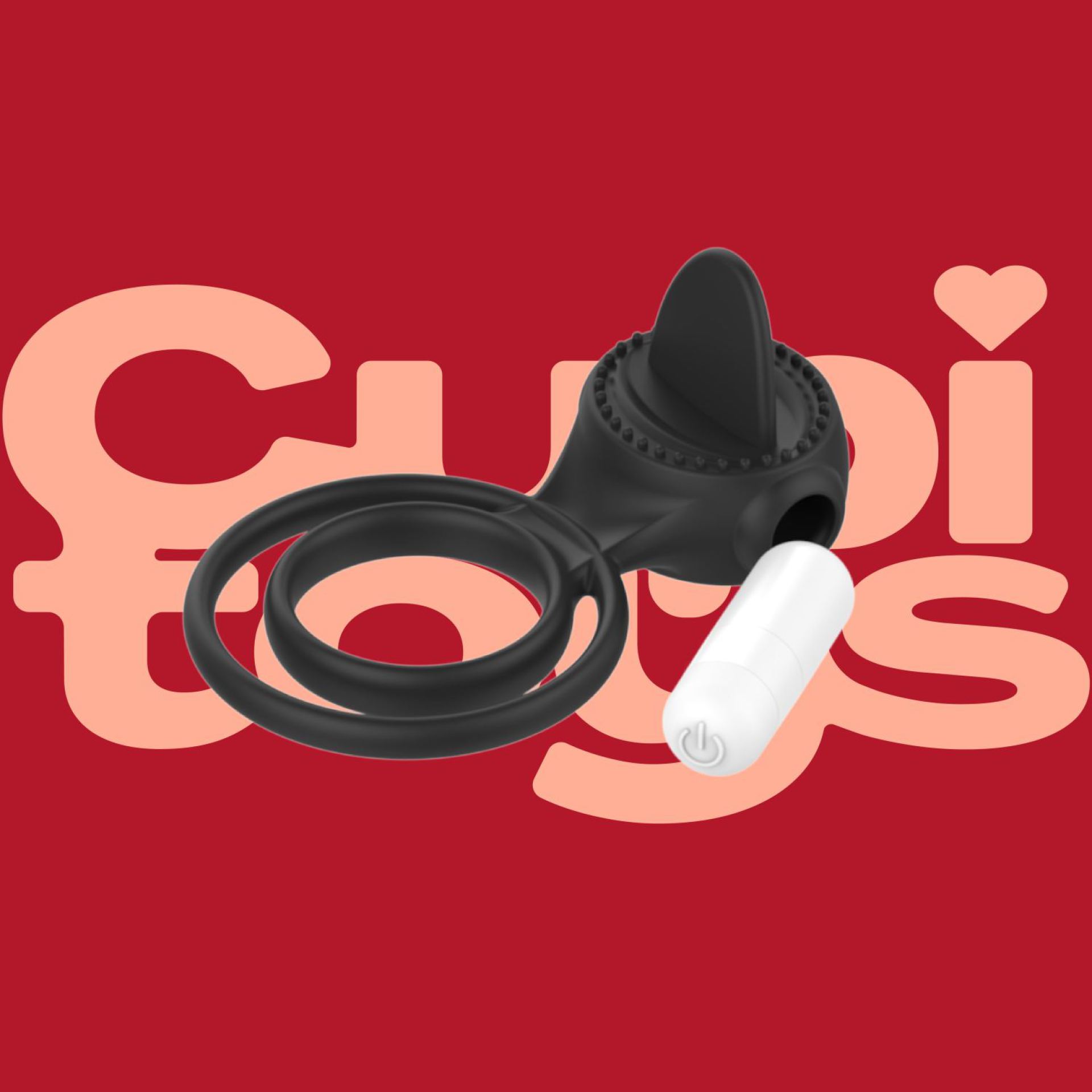 Dubbele tong vibrator cockring zwart