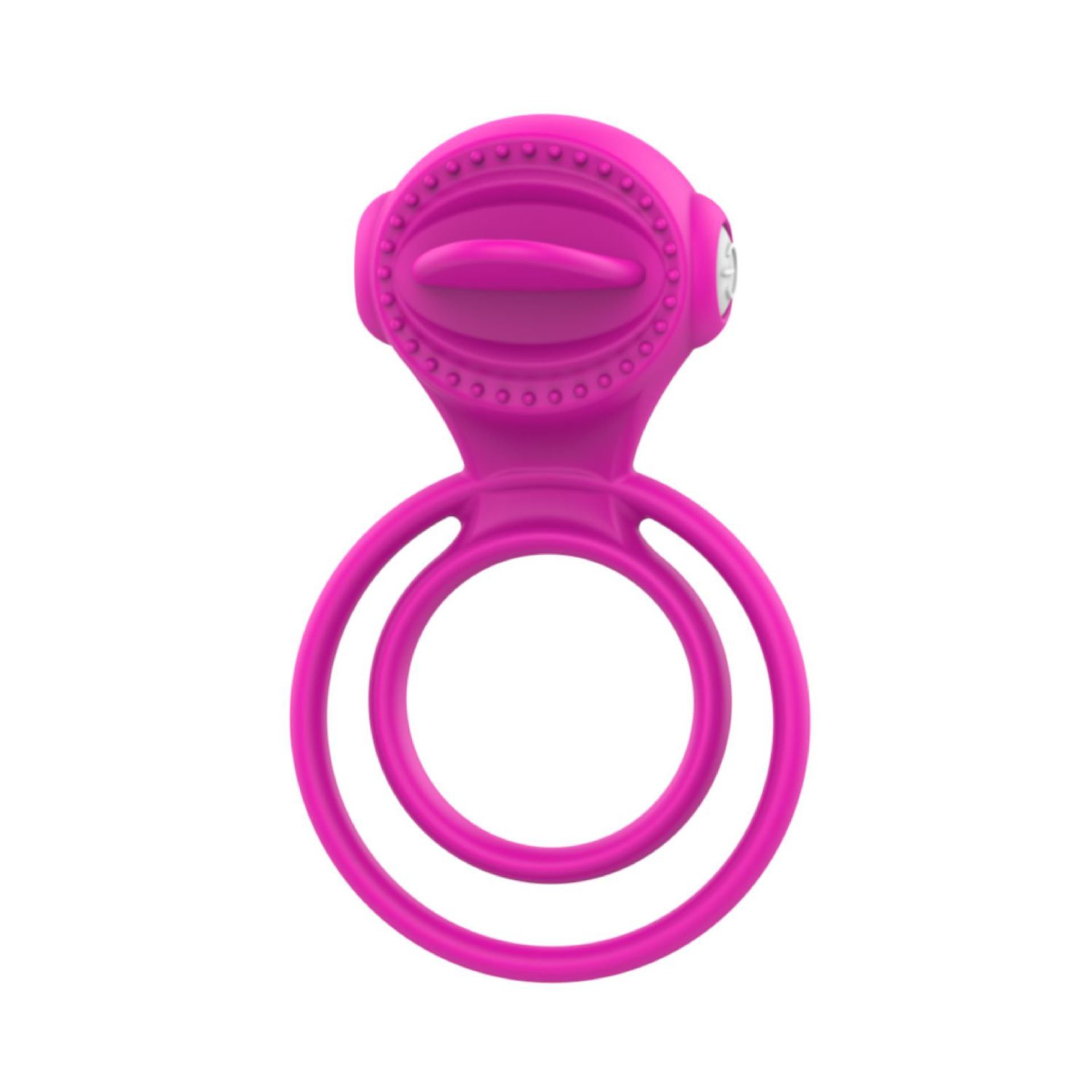 Roze Vibrerende dubbele cockring tong