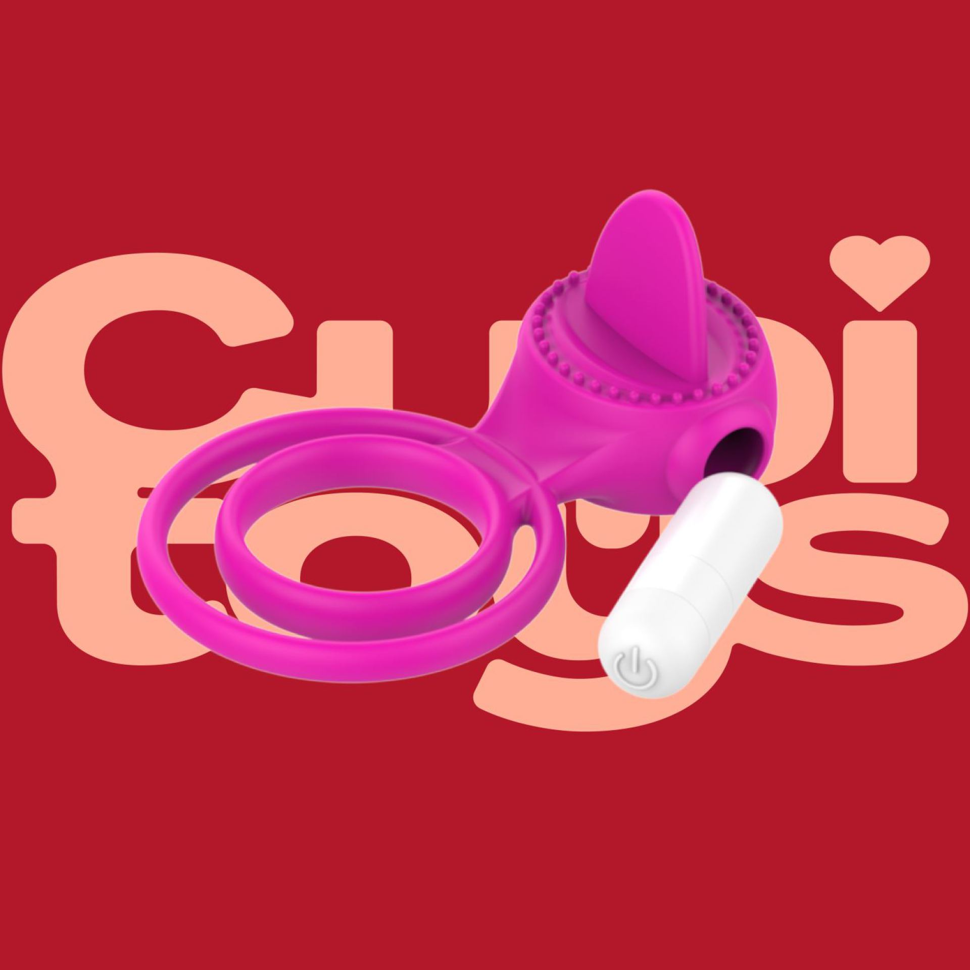 Roze Vibrerende tong dubbele cockring