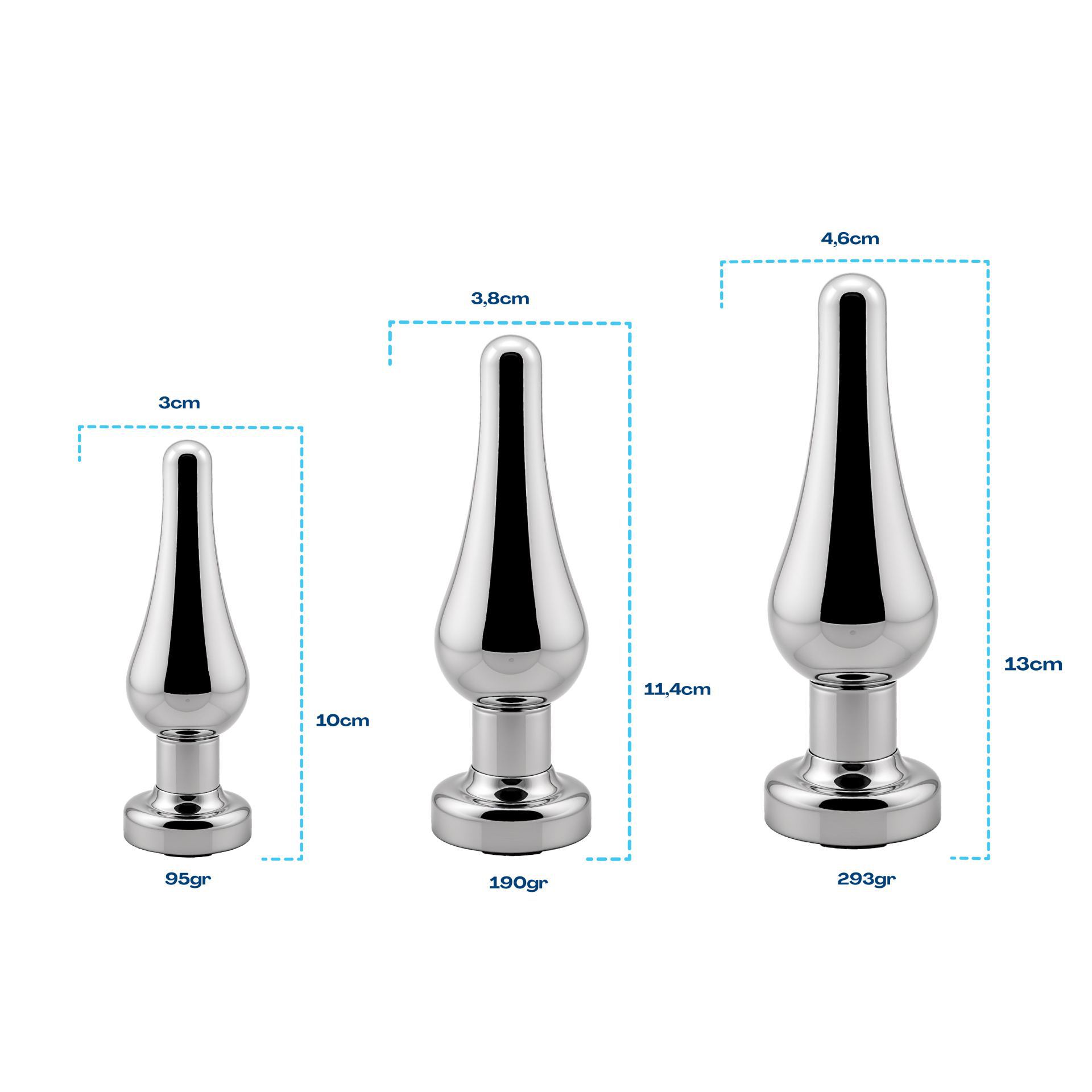 Metalen butt plug zilver blauw taps kopen