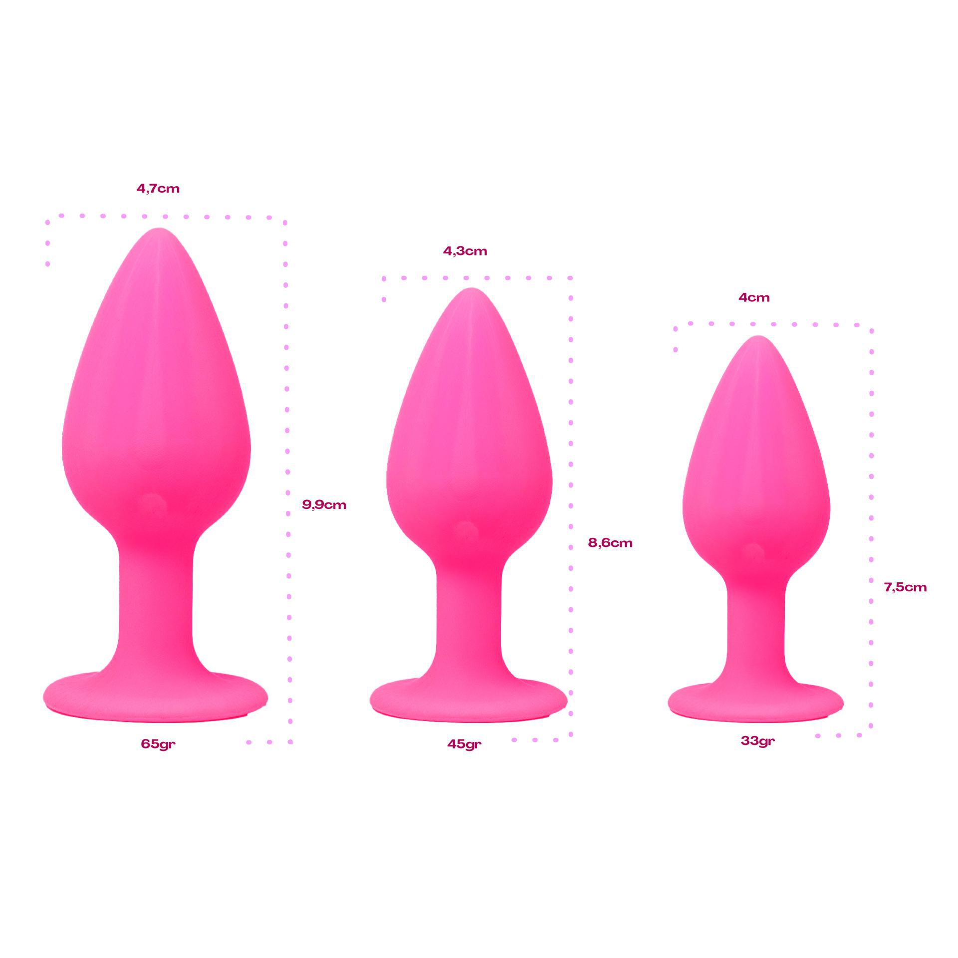 Buttplug set klein roze glow