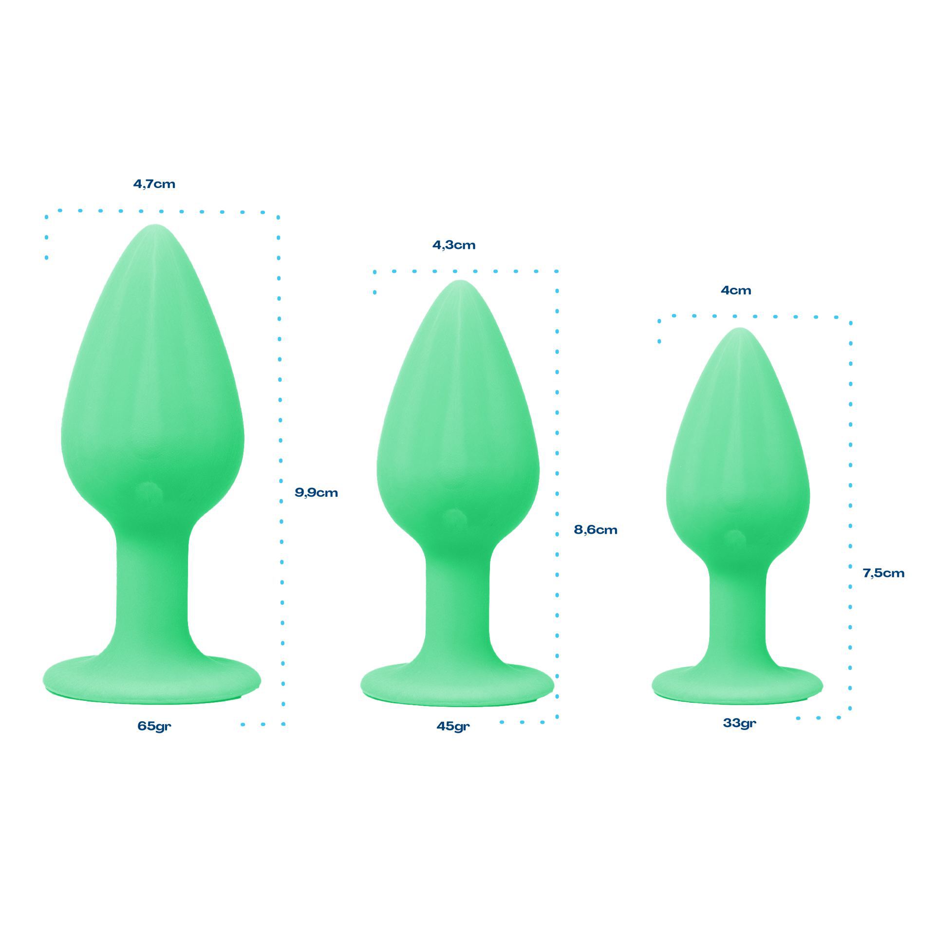 Butt plug set klein groen glow