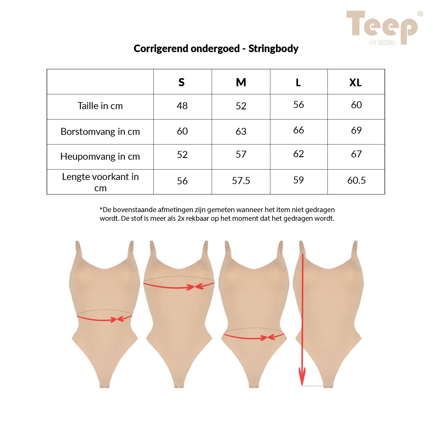 Corrigerend ondergoed stringbody beige tabel