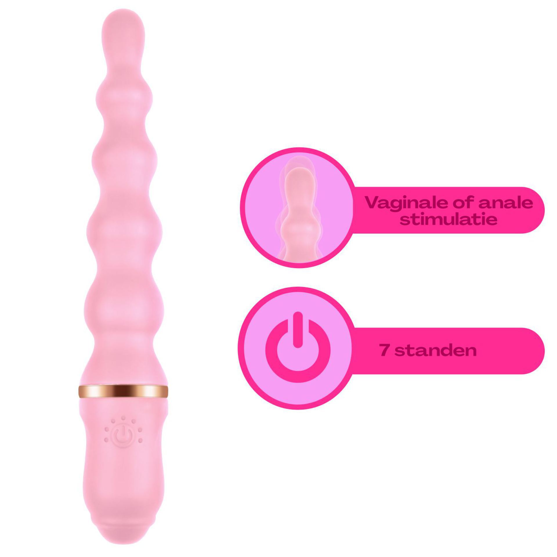 Anaal vibrator 24,9cm lichtroze specificaties