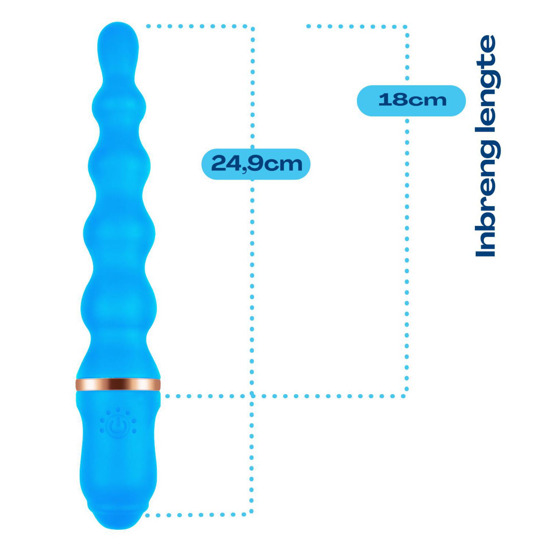Anaal vibrator 24,9cm blauw afmetingen