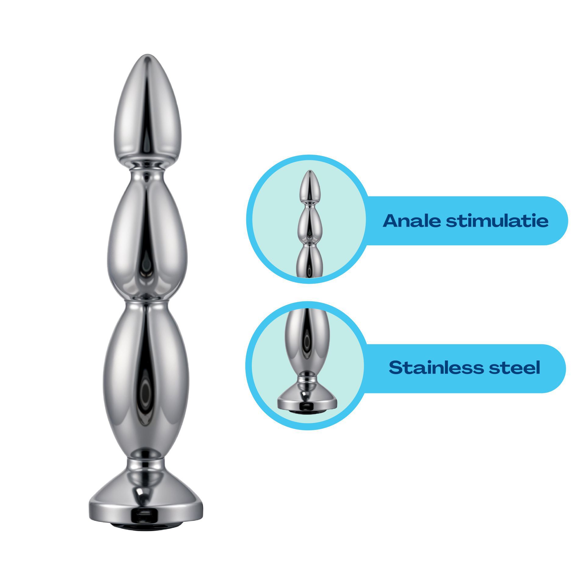 metalen butt plug zilver diamant zwart kopen