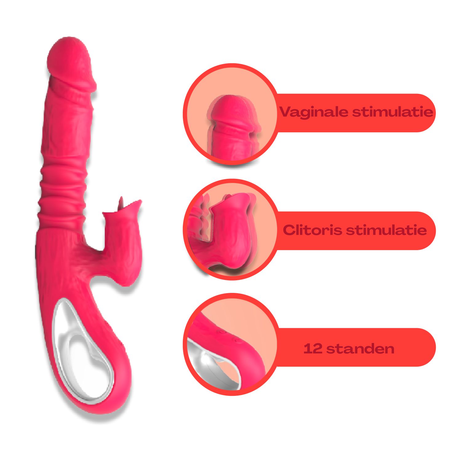 Vibrator stotend 27cm roze tarzan