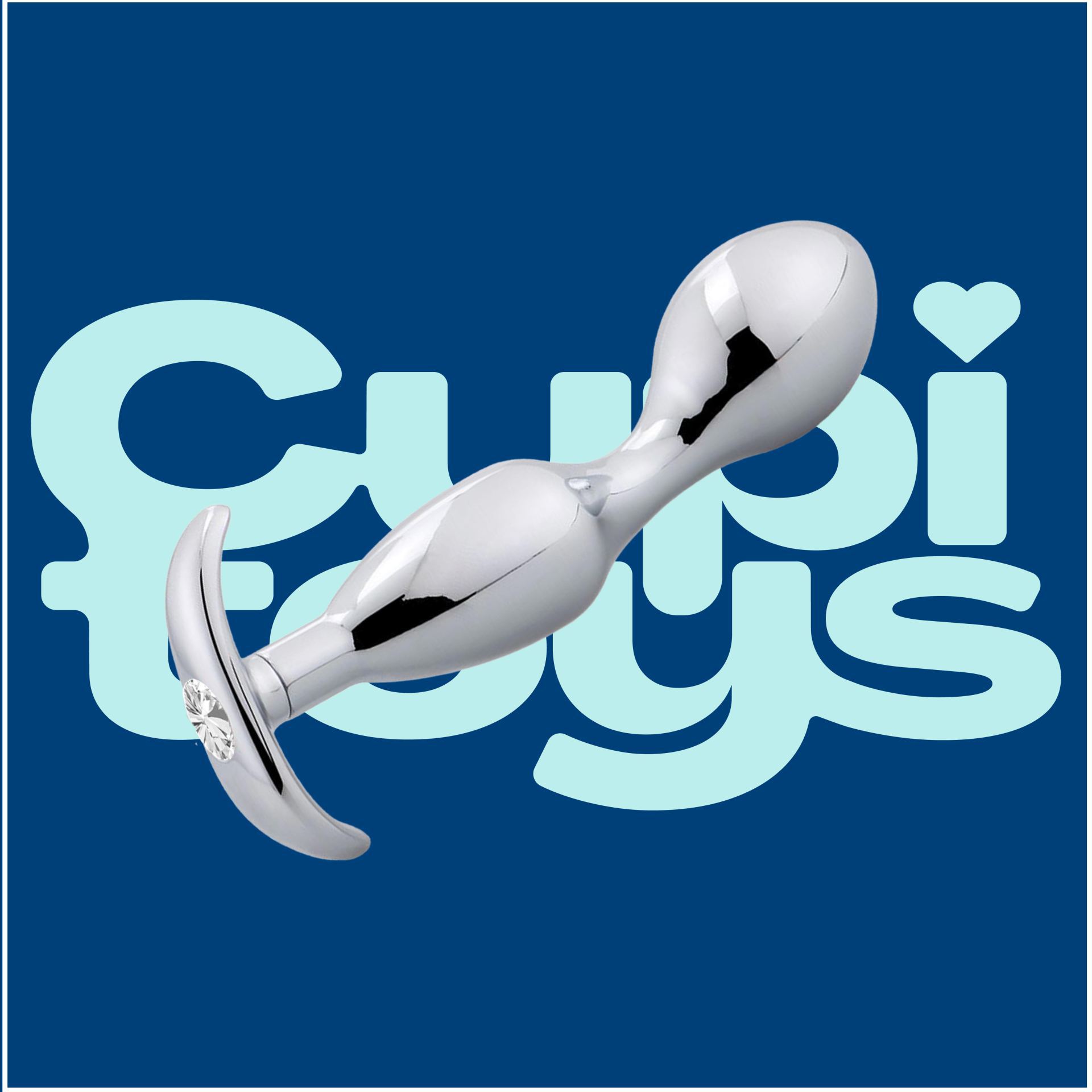 metalen butt plug zilver wit diamant