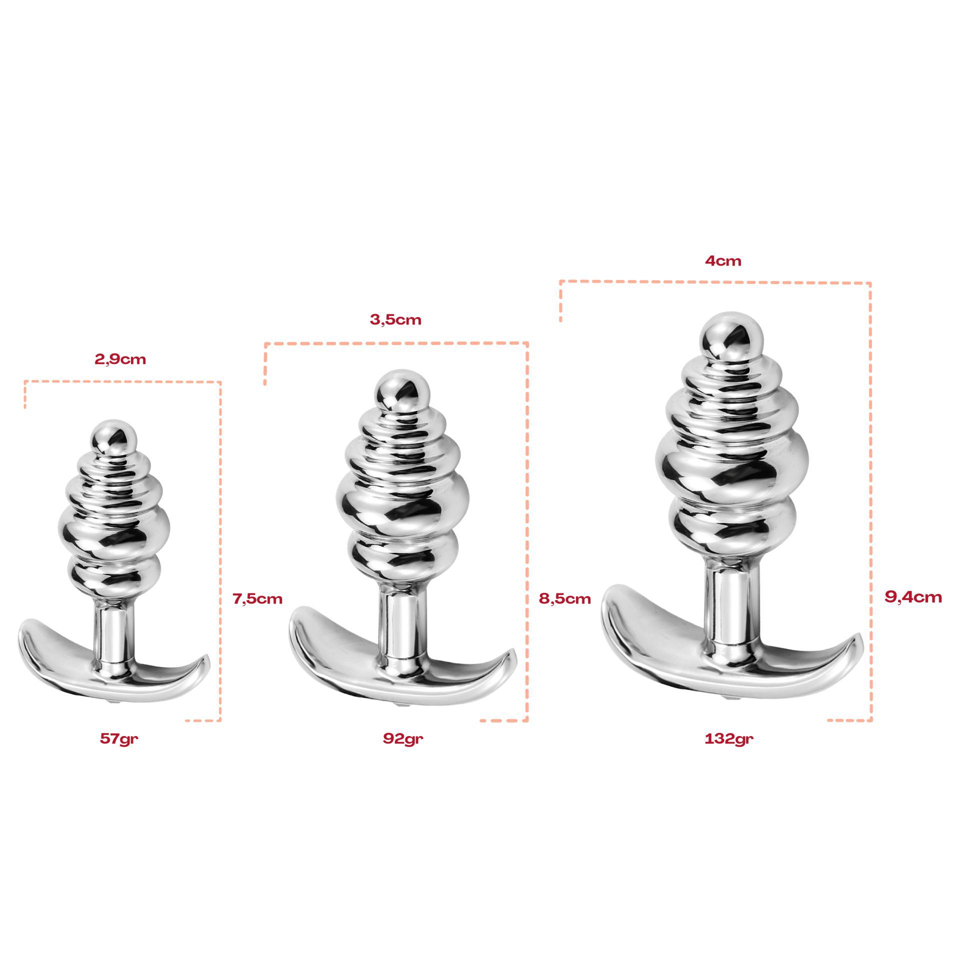 metalen butt plug zilver diamant rood anker