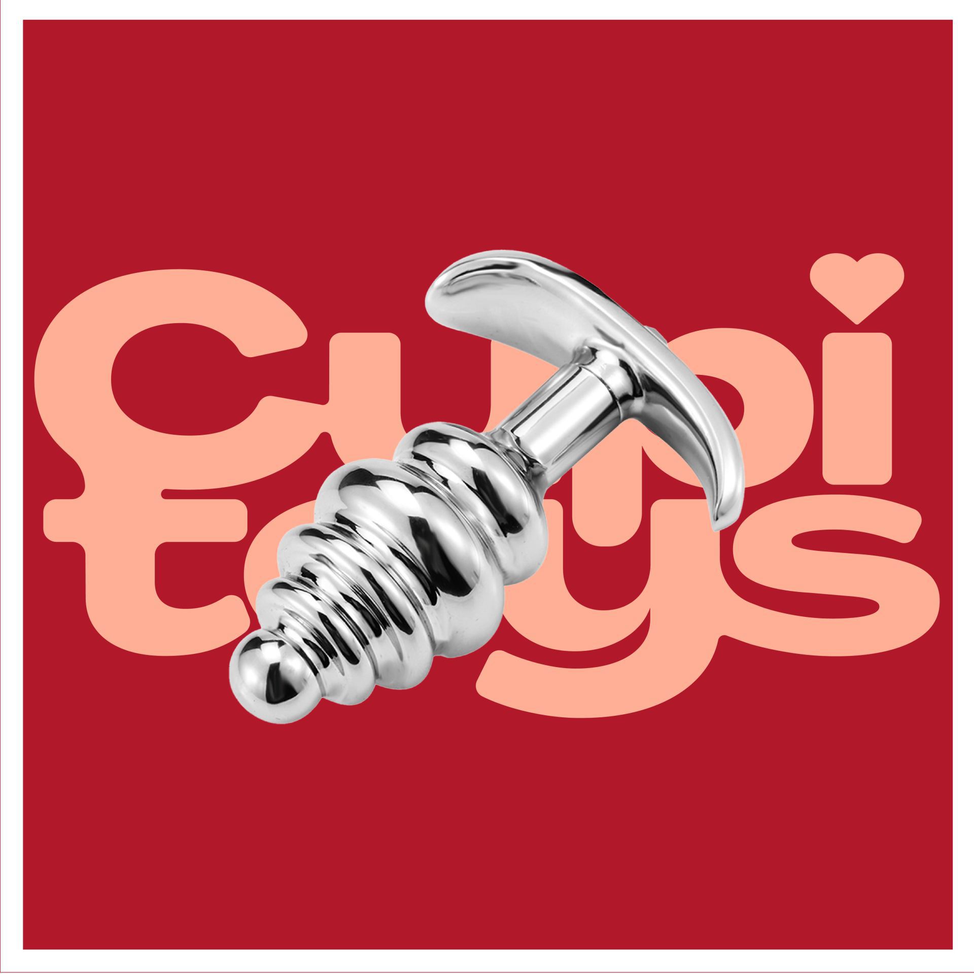 metalen butt plug zilver rood geribbeld