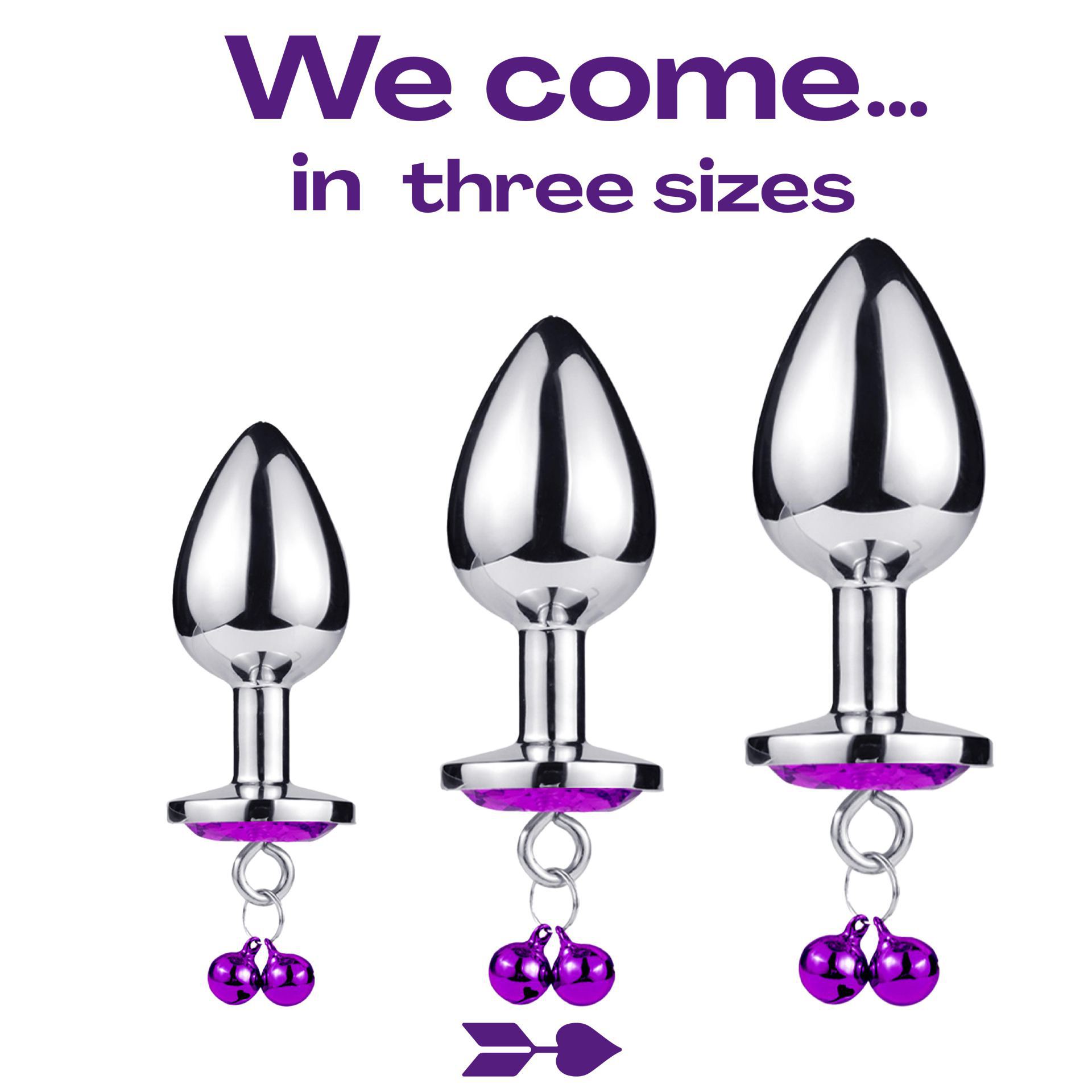 metalen butt plug zilver paars belletjes