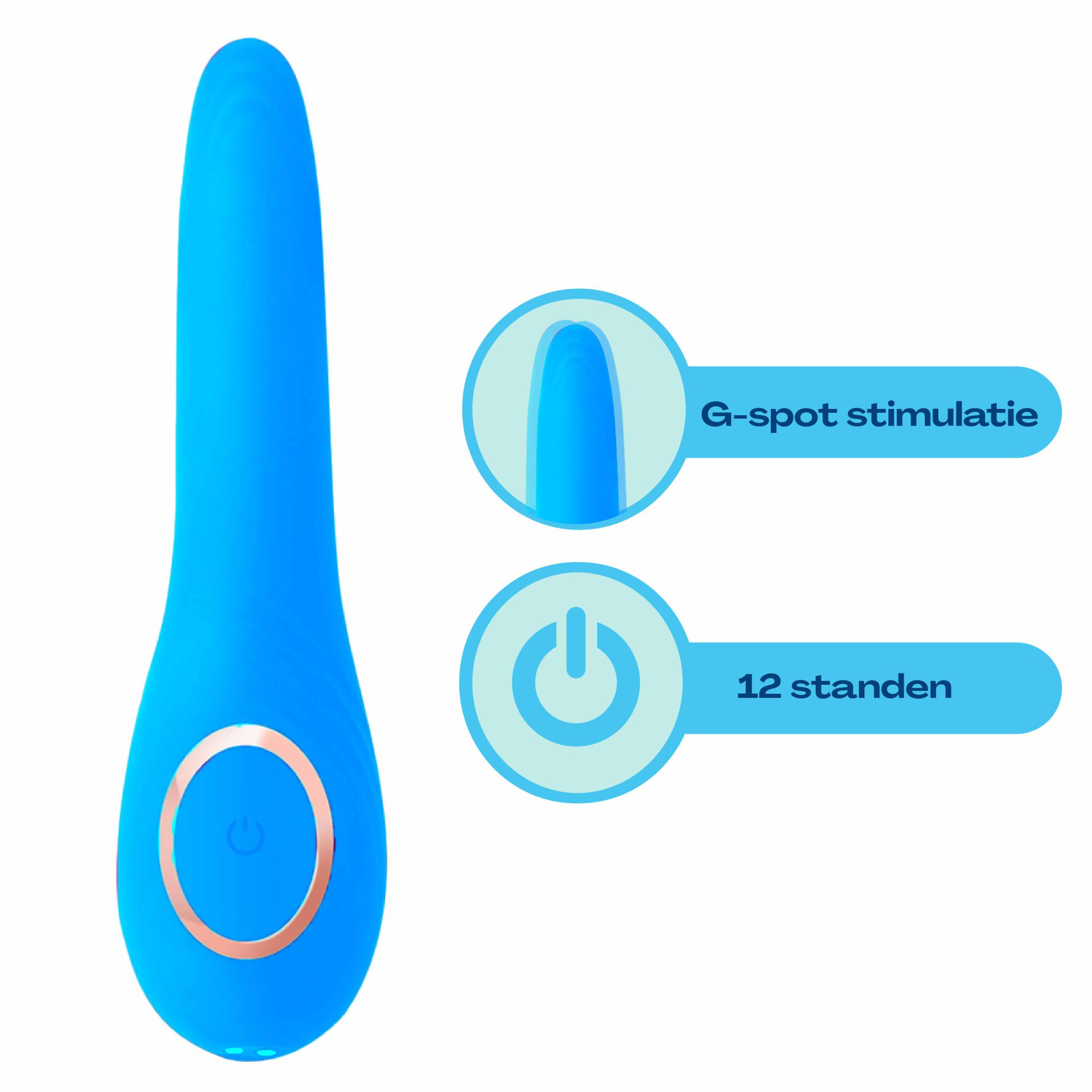 online Vibrator met tong - 18,9cm - Blauw