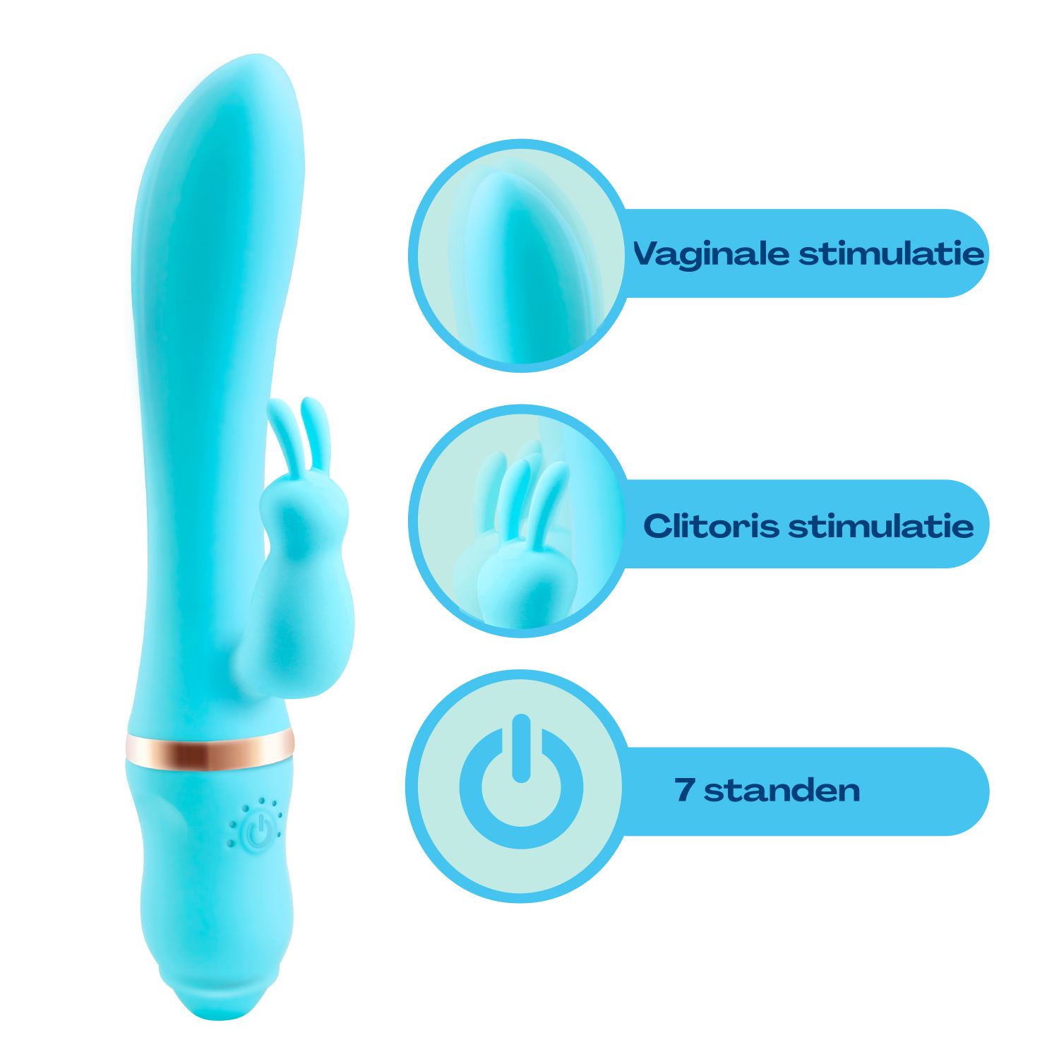 Goedkope Tarzan vibrator rabbit blauw 22,5cm