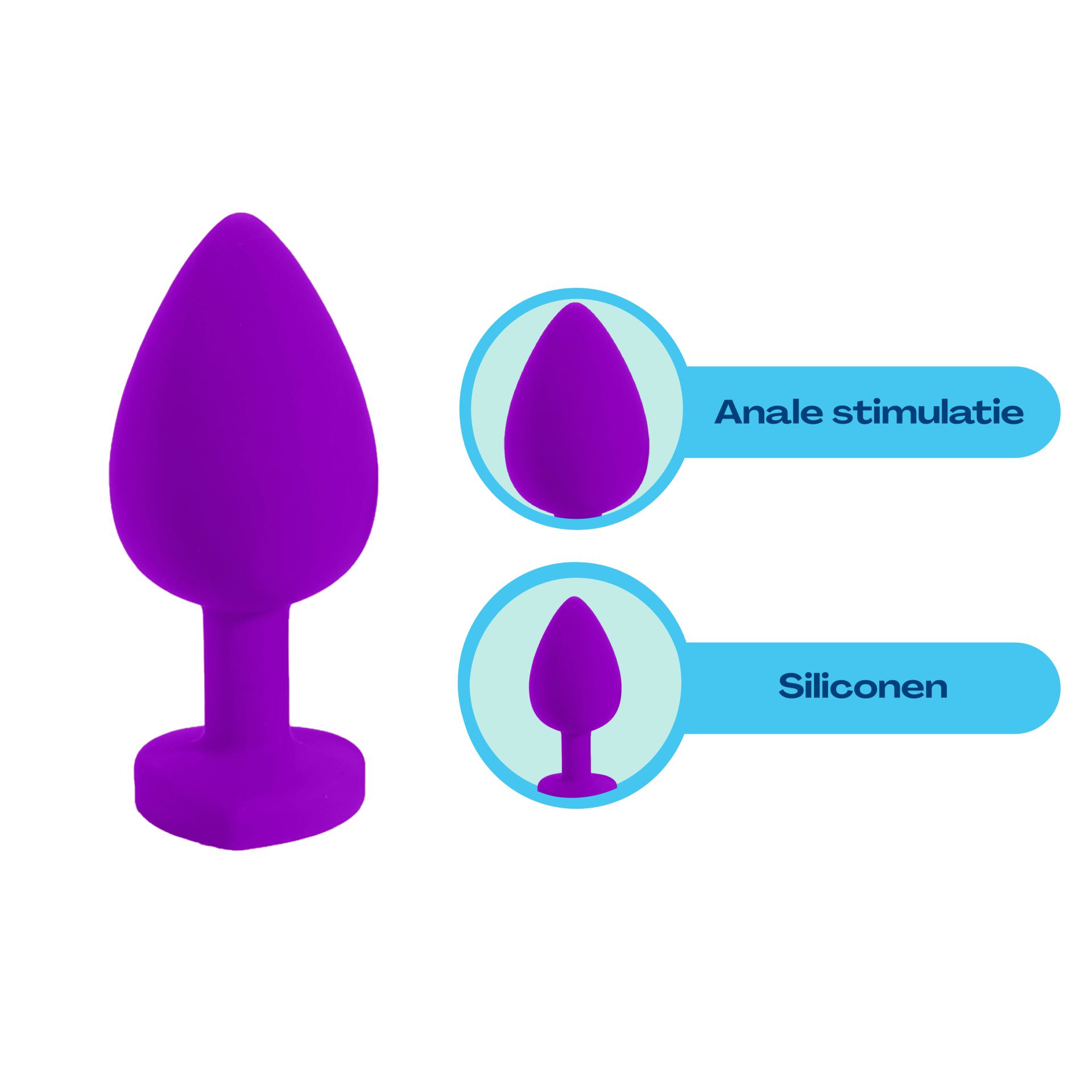 Siliconen butt plug set paars hartje online
