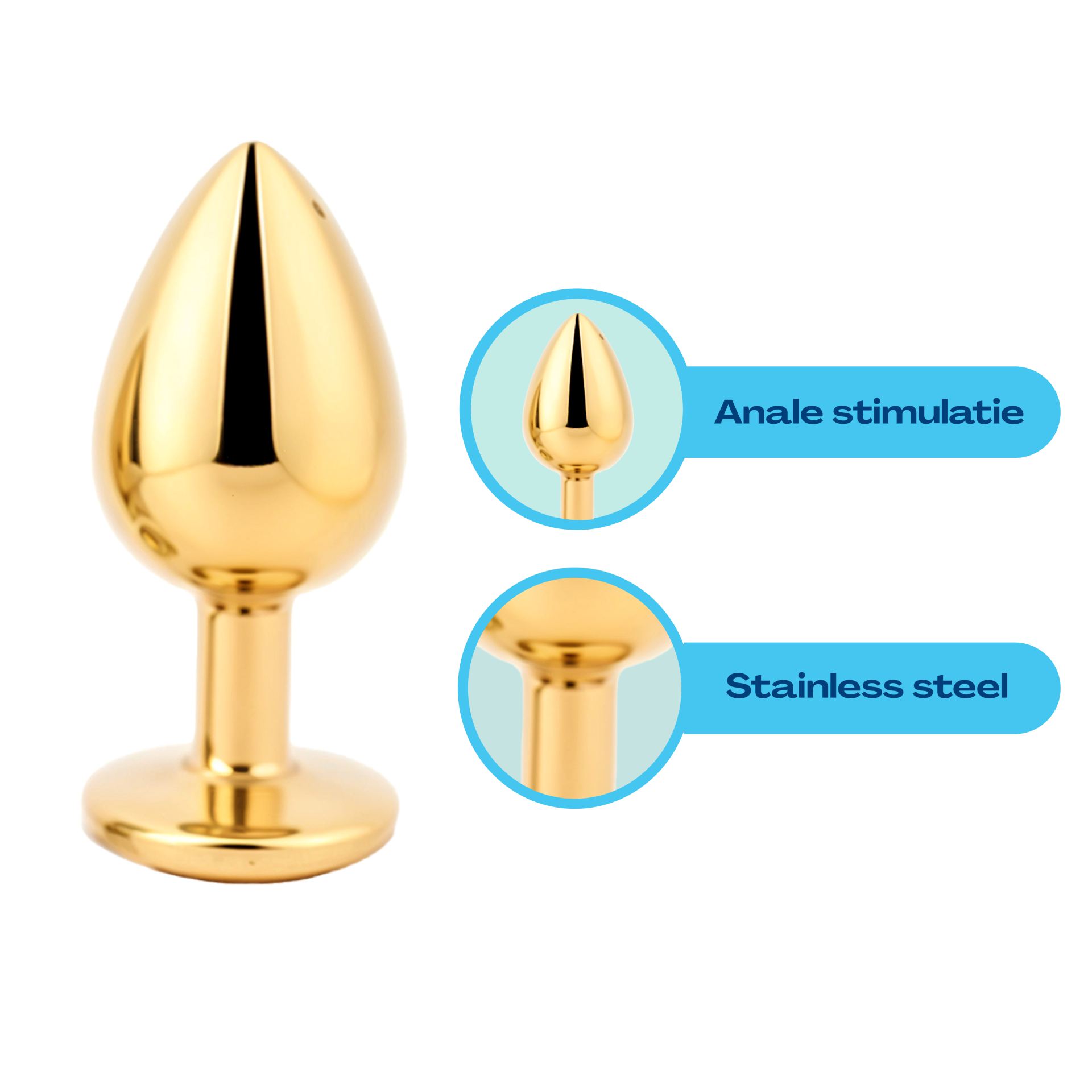 Metalen butt plug set goud roze kopen
