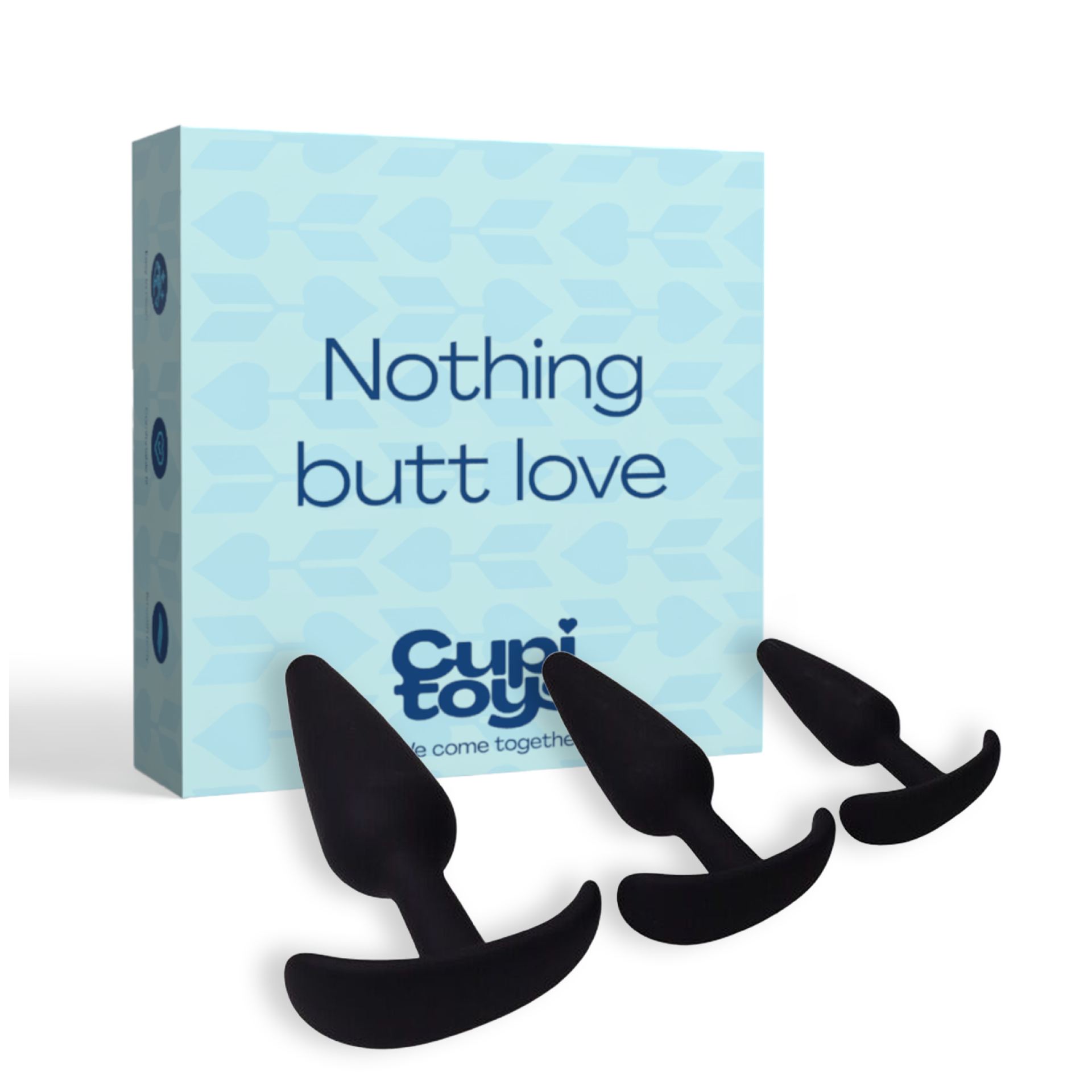 Siliconen butt plug set van 3 anker zwart