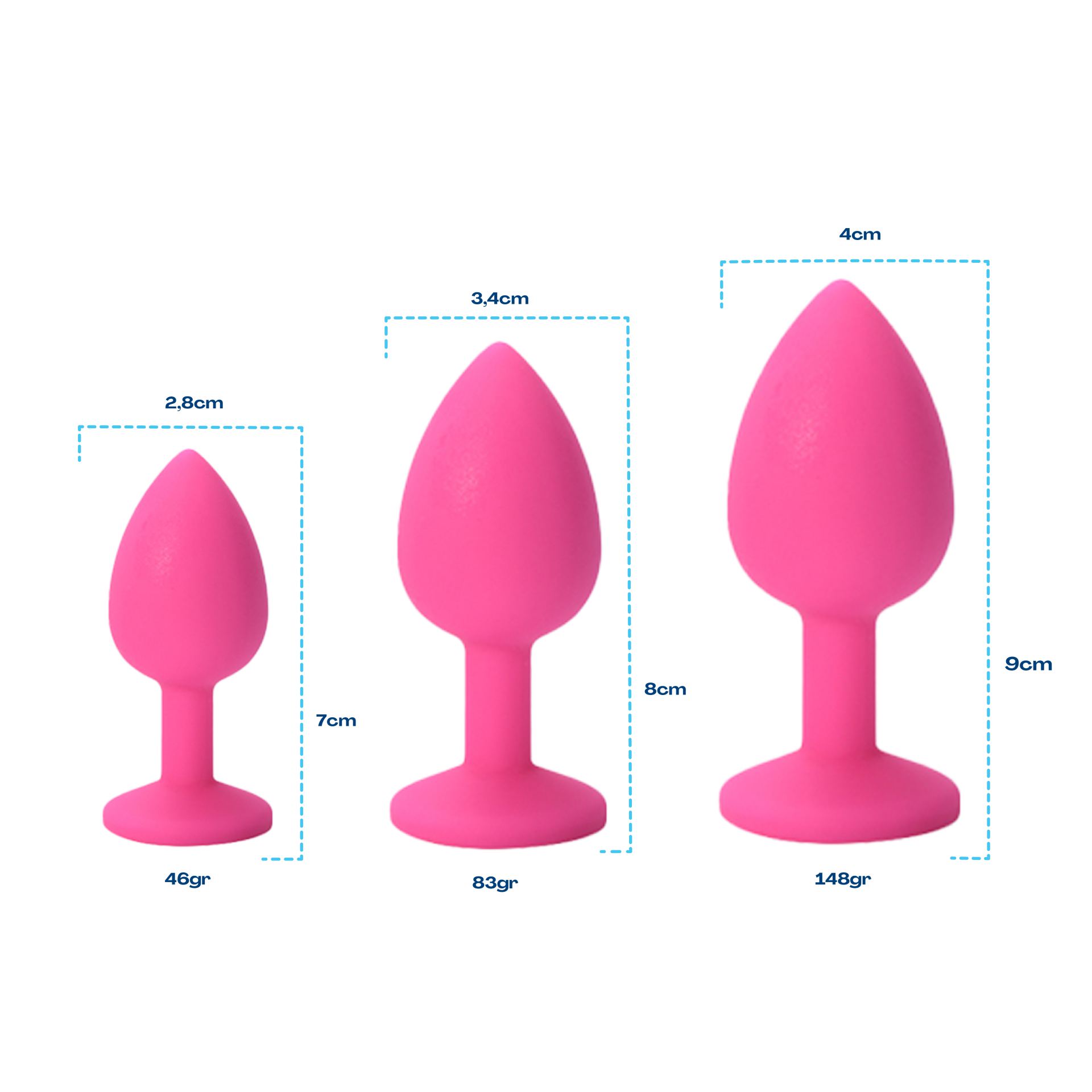 Siliconen butt plug set diamant roze