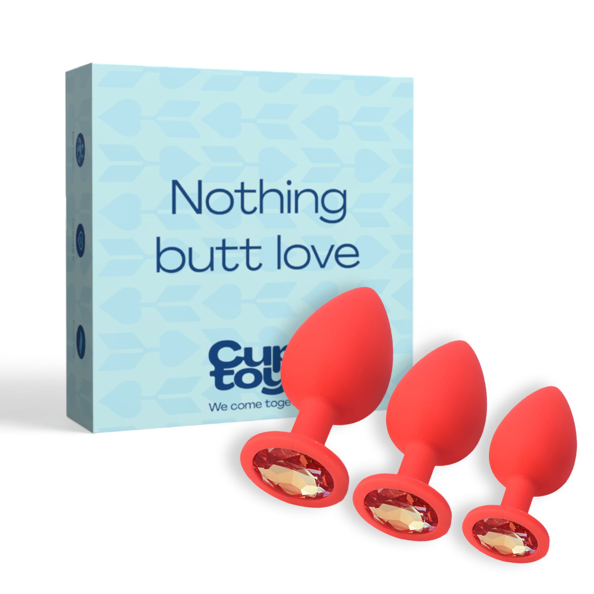 Siliconen butt plug set van 3 diamant oranje