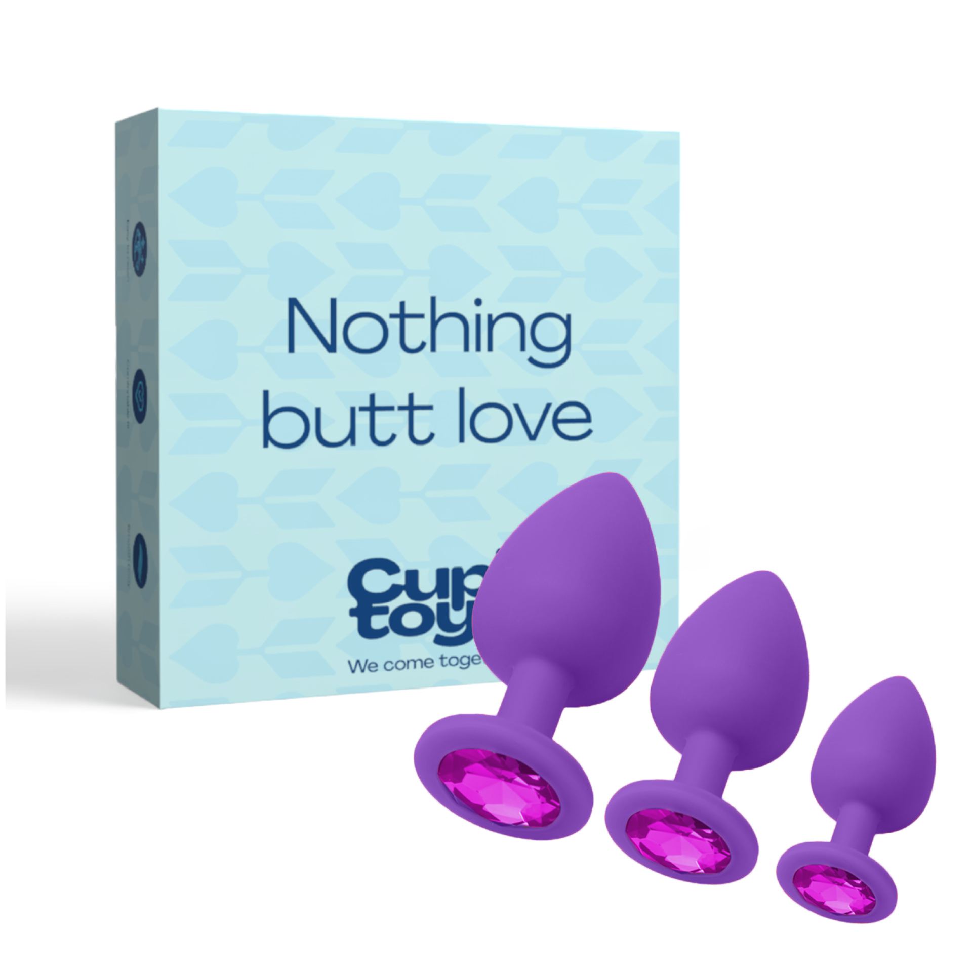 Siliconen butt plug set van 3 diamant paars