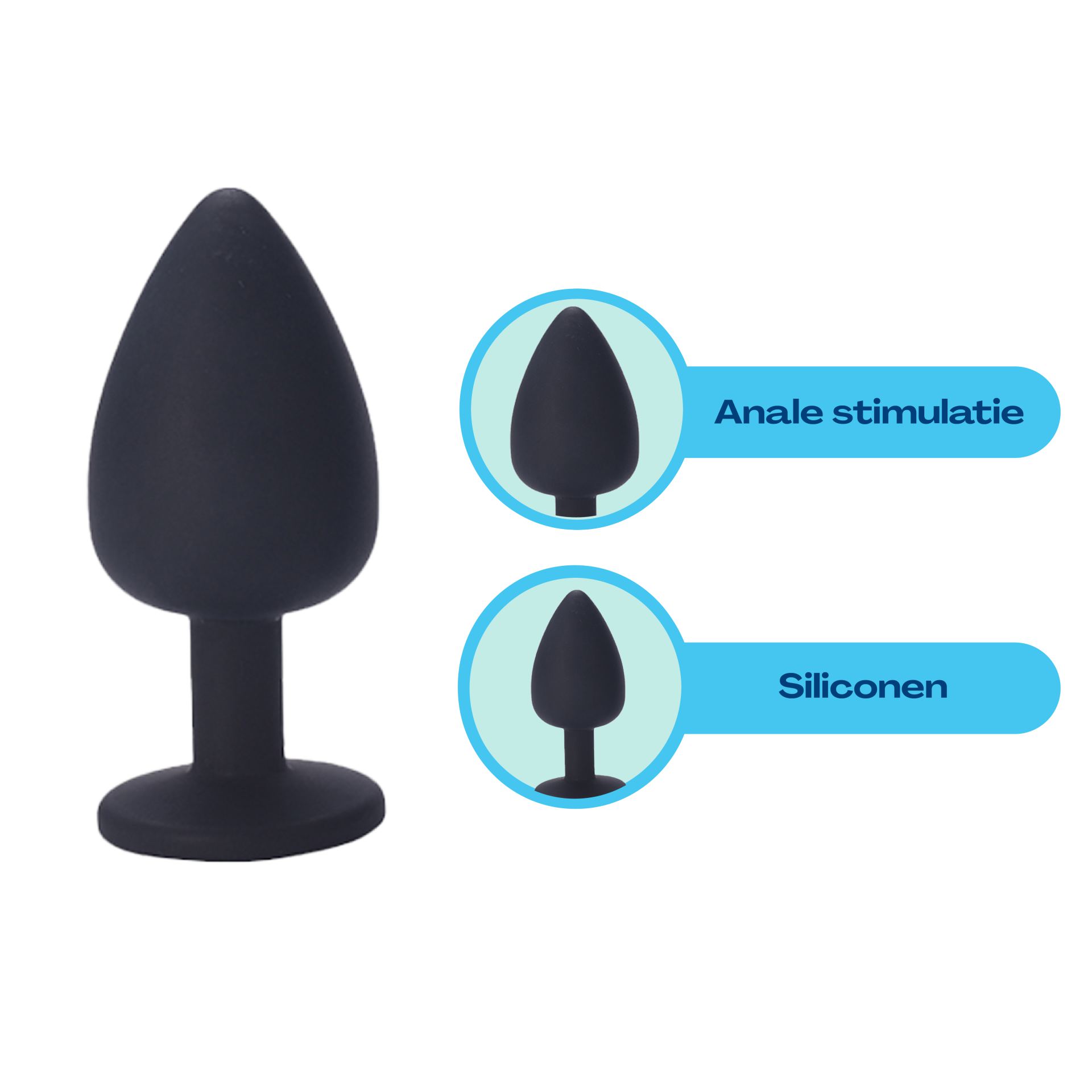 Siliconen butt plug set diamant zwart online