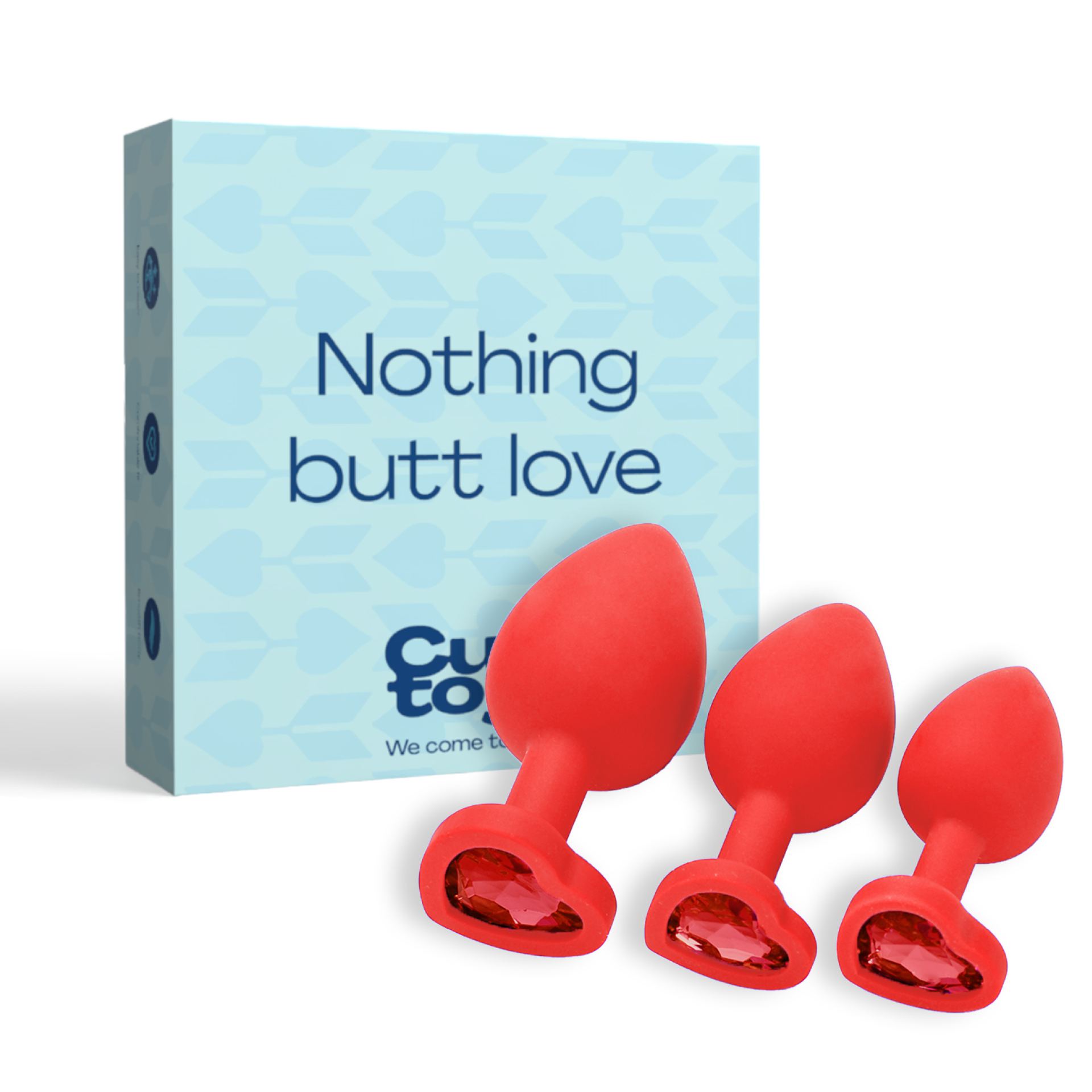 Siliconen butt plug set diamant oranje hartje