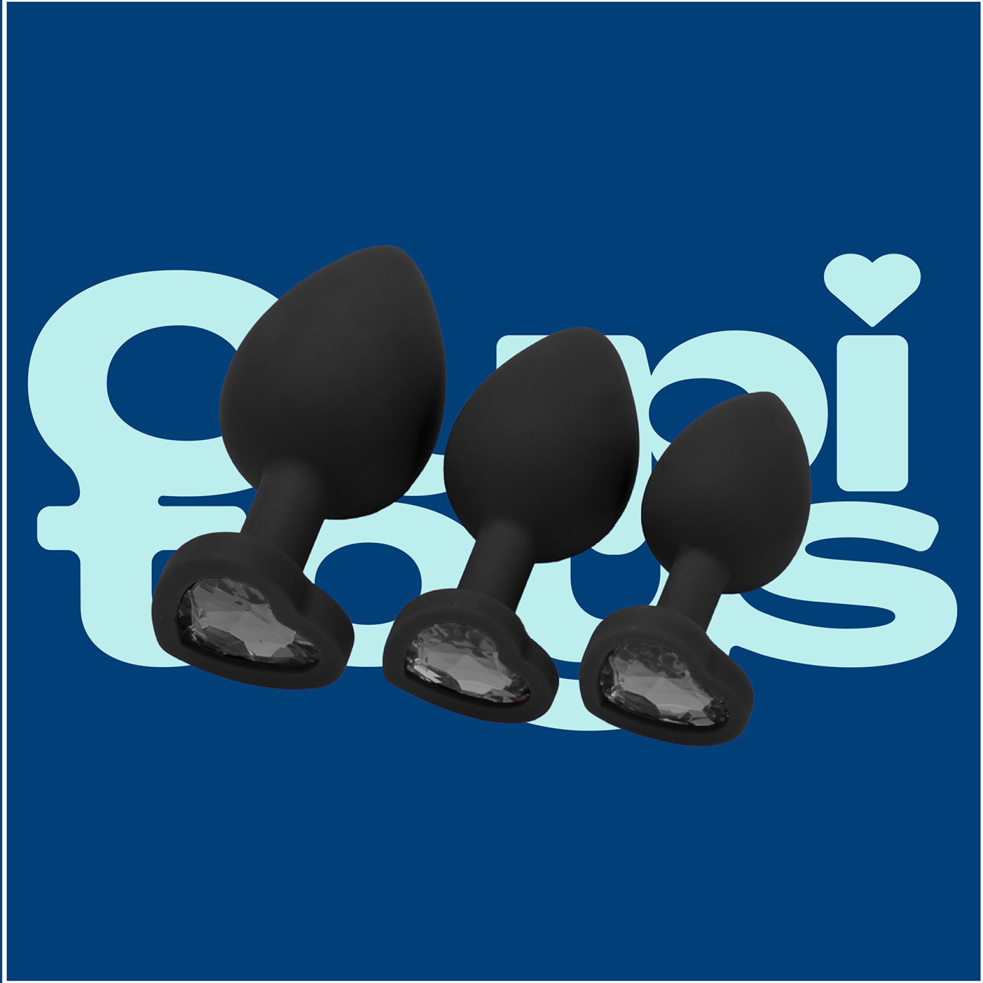 Siliconen butt plug zwart set hartje online