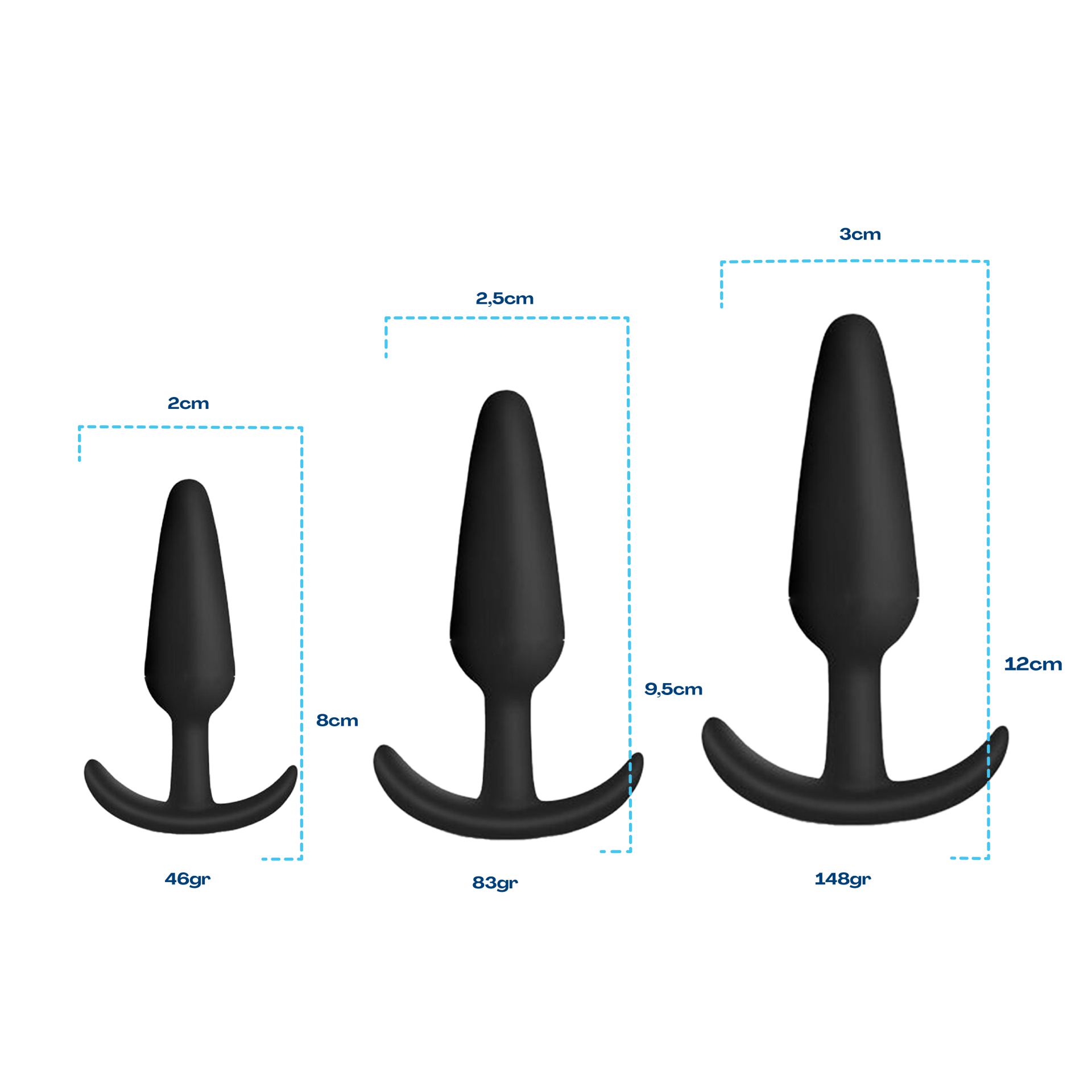 Siliconen butt plug set anker zwart