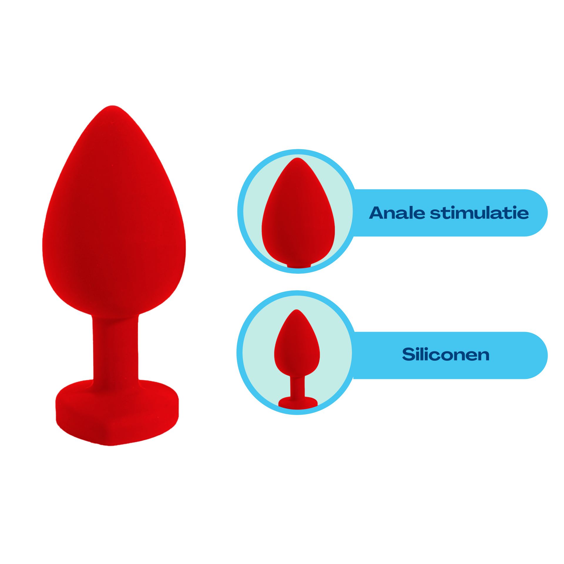 Siliconen butt plug rood hartje bestellen
