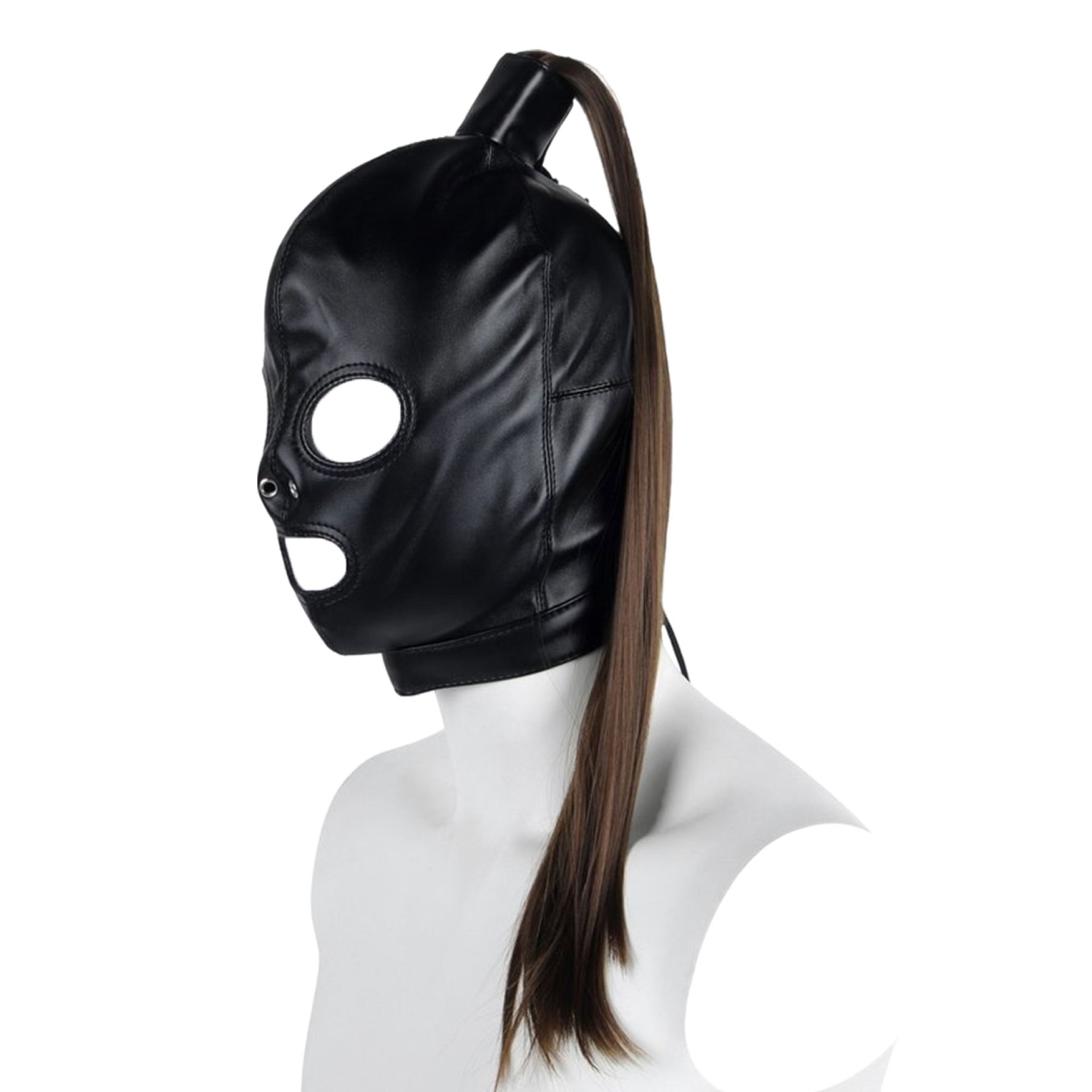 Bondage masker kunstleer gat paardenstaart