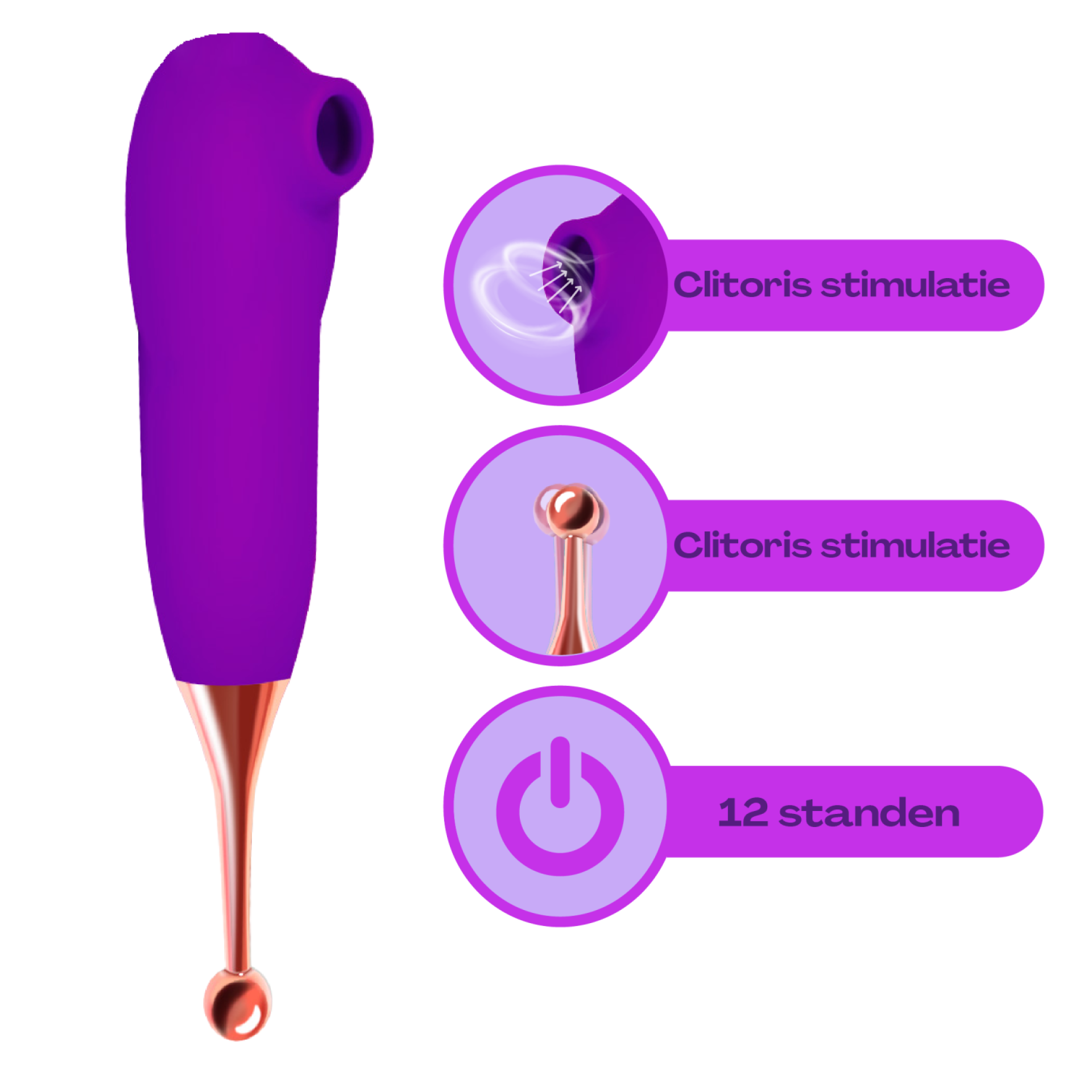 Luchtdruk pinpoint vibrator 18,5cm kopen paars