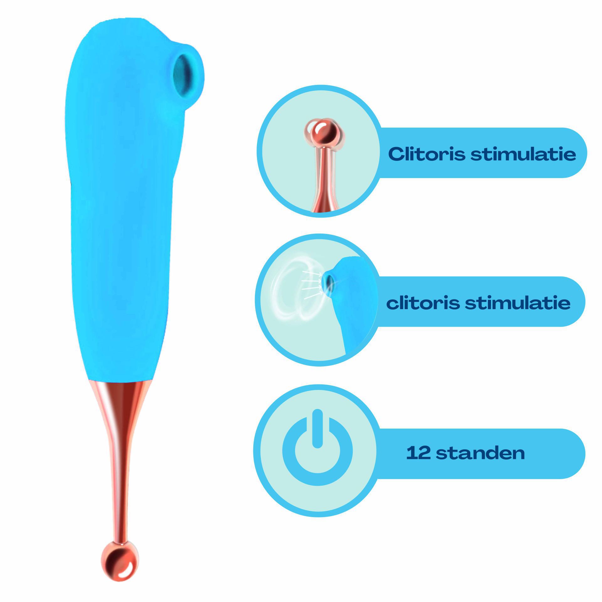Luchtdruk pinpoint vibrator 18,5cm kopen blauw