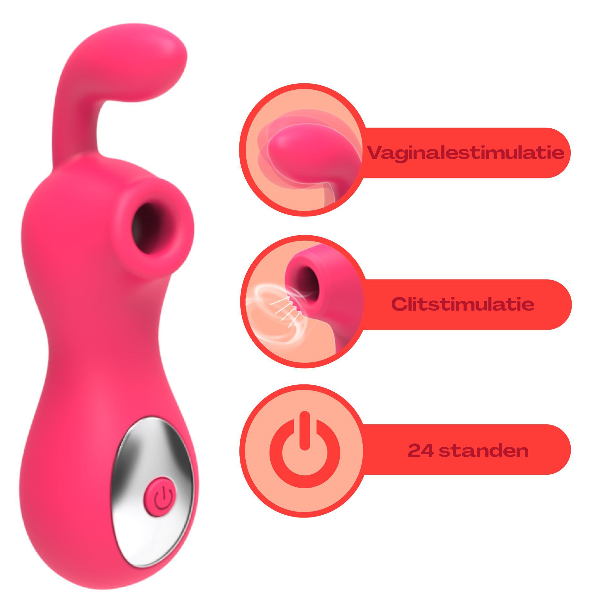 Luchtdruk vibrator dildo 12,8cm roze kopen